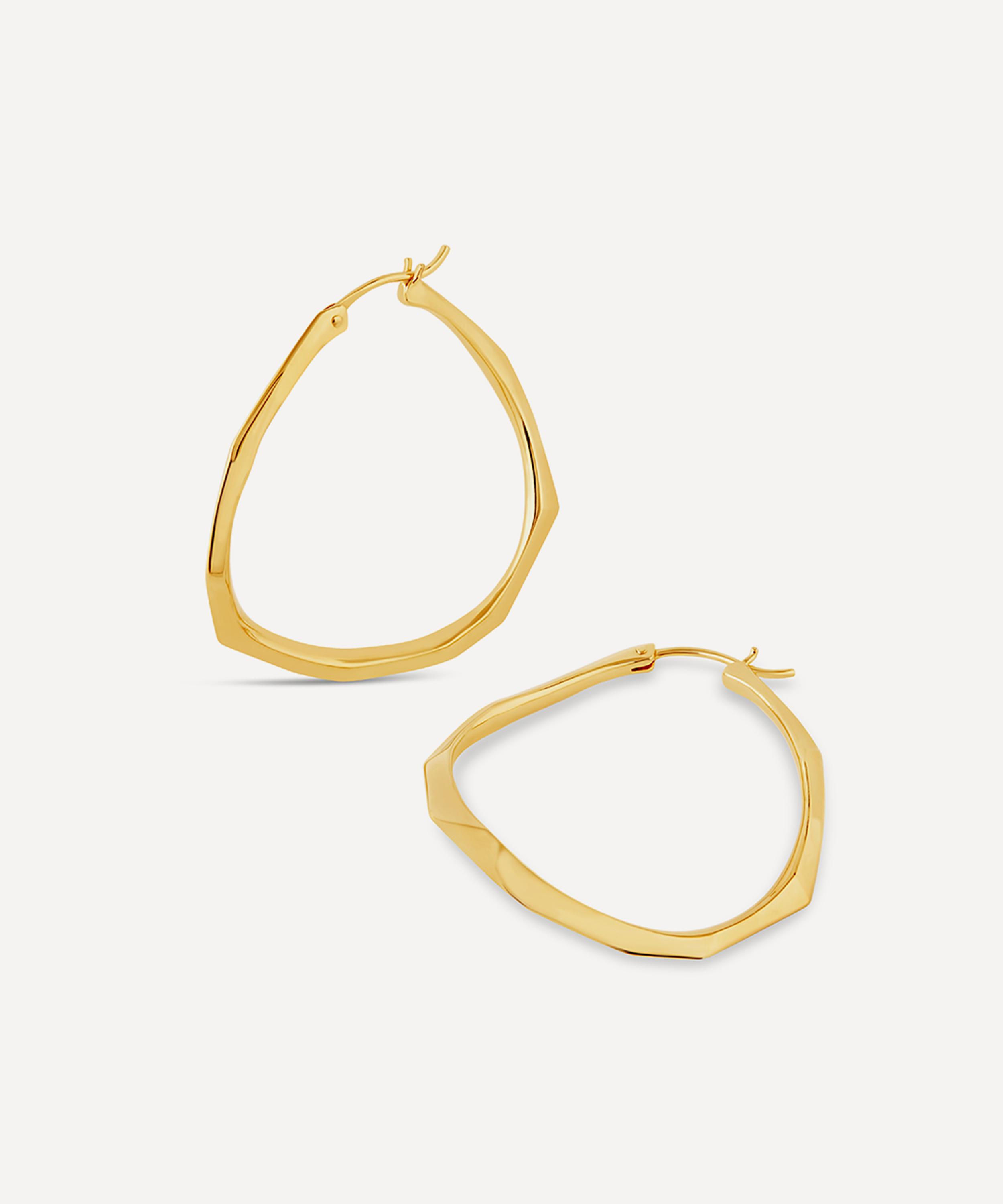 Dinny Hall 22ct Gold-Plated Vermeil Silver Thalassa Large Faceted Statement Hoop Earrings Luxury