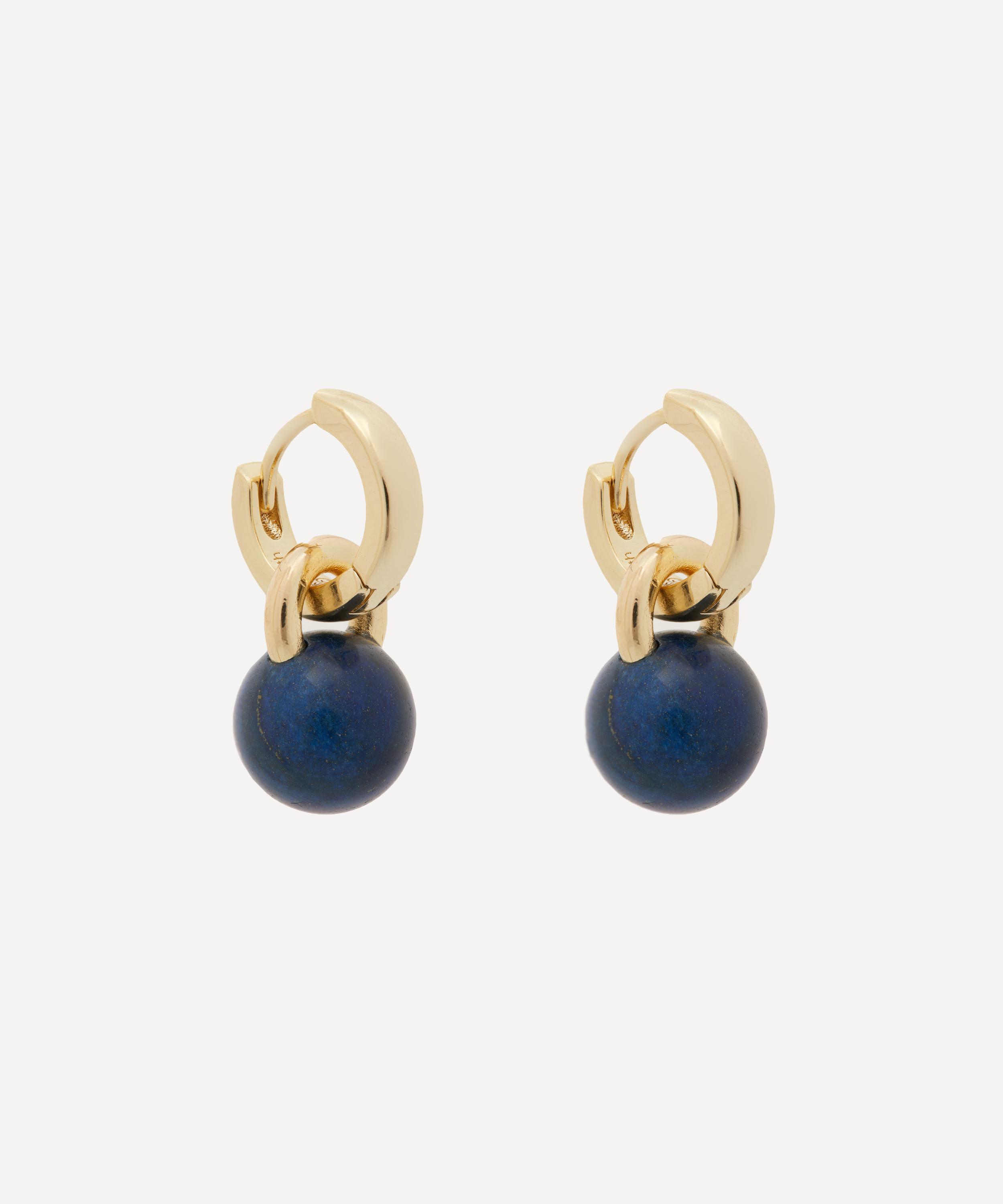 Kenneth Jay Lane 14ct Gold-plated Huggie Lapis Ball Drop Earrings In Gold