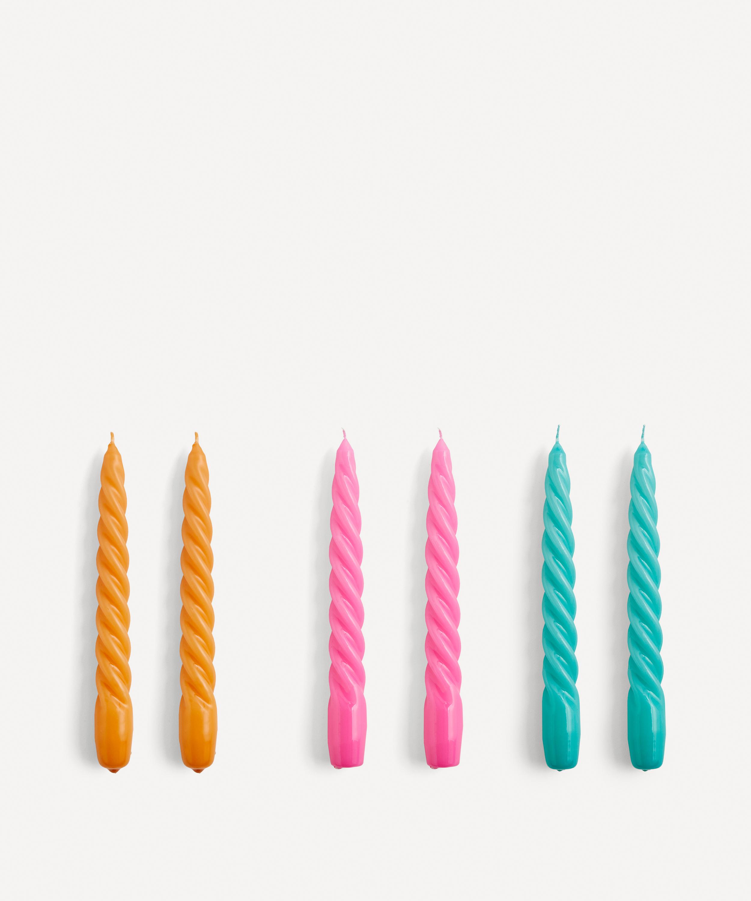 Hay Twist Candles Set Of Six In Multi-coloured