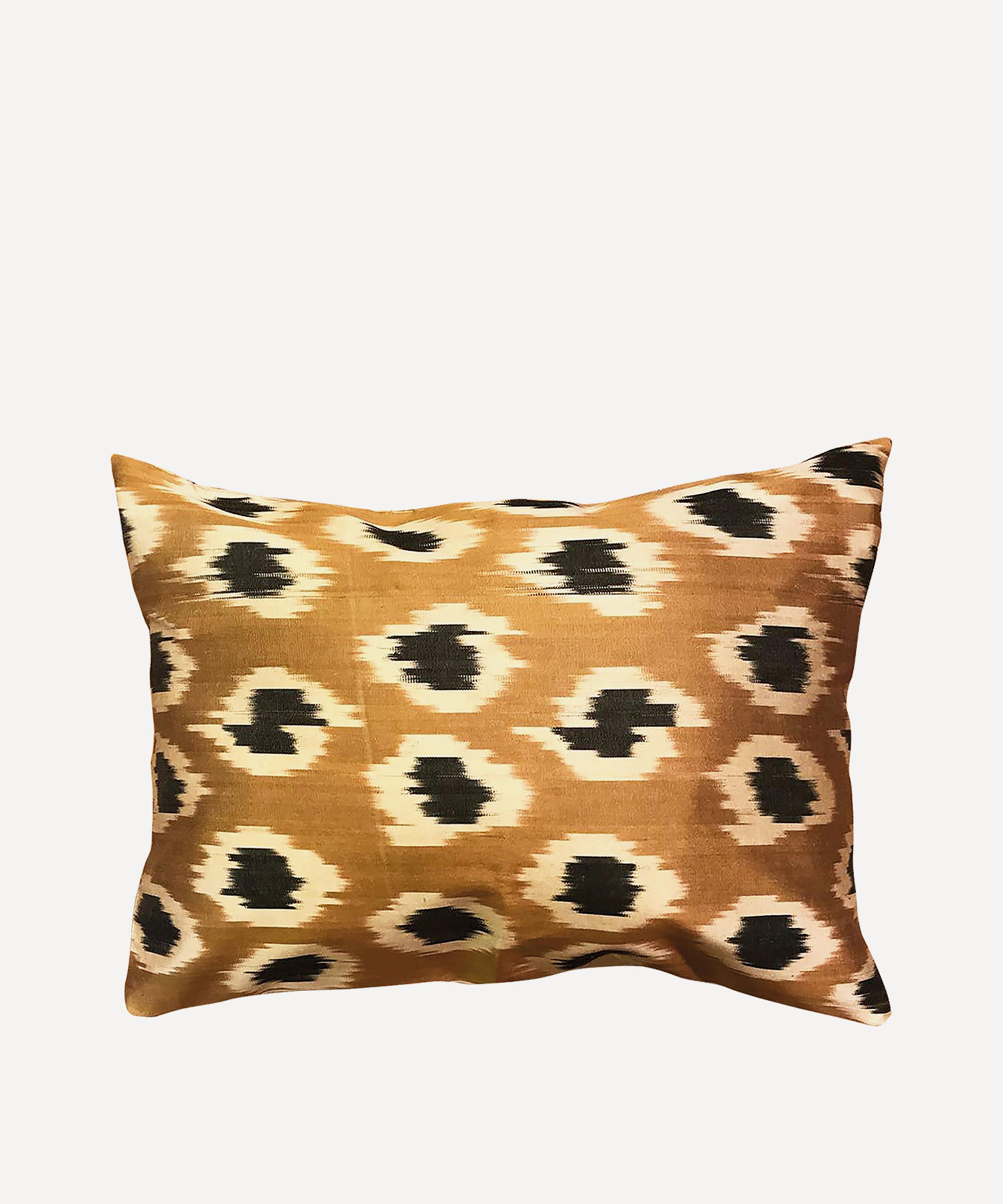 Les Ottomans Silk Ikat Cushion In Gold