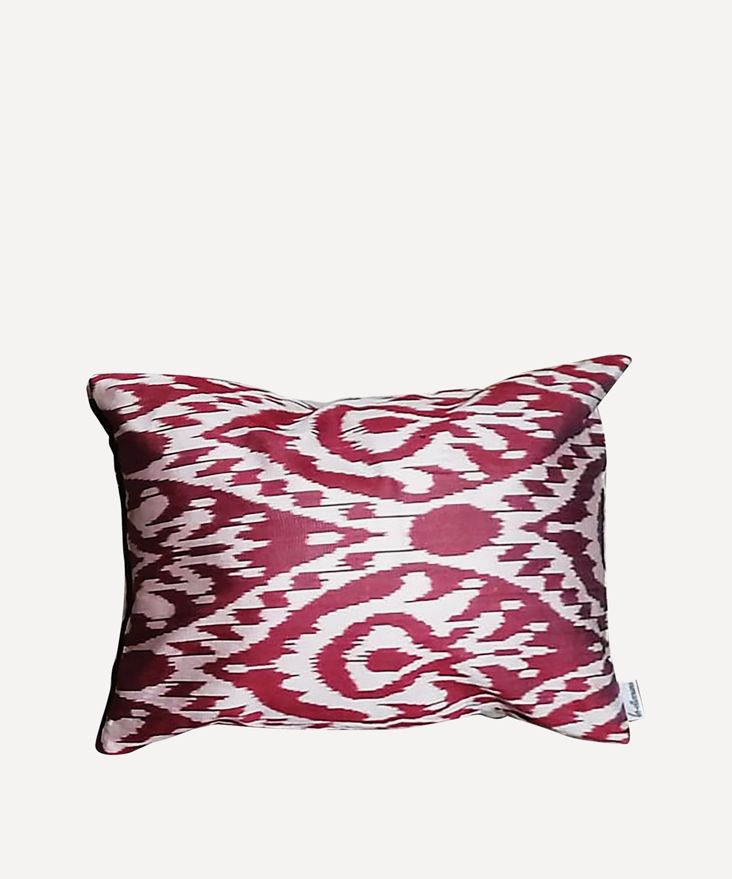 Les Ottomans Silk Ikat Cushion In Red