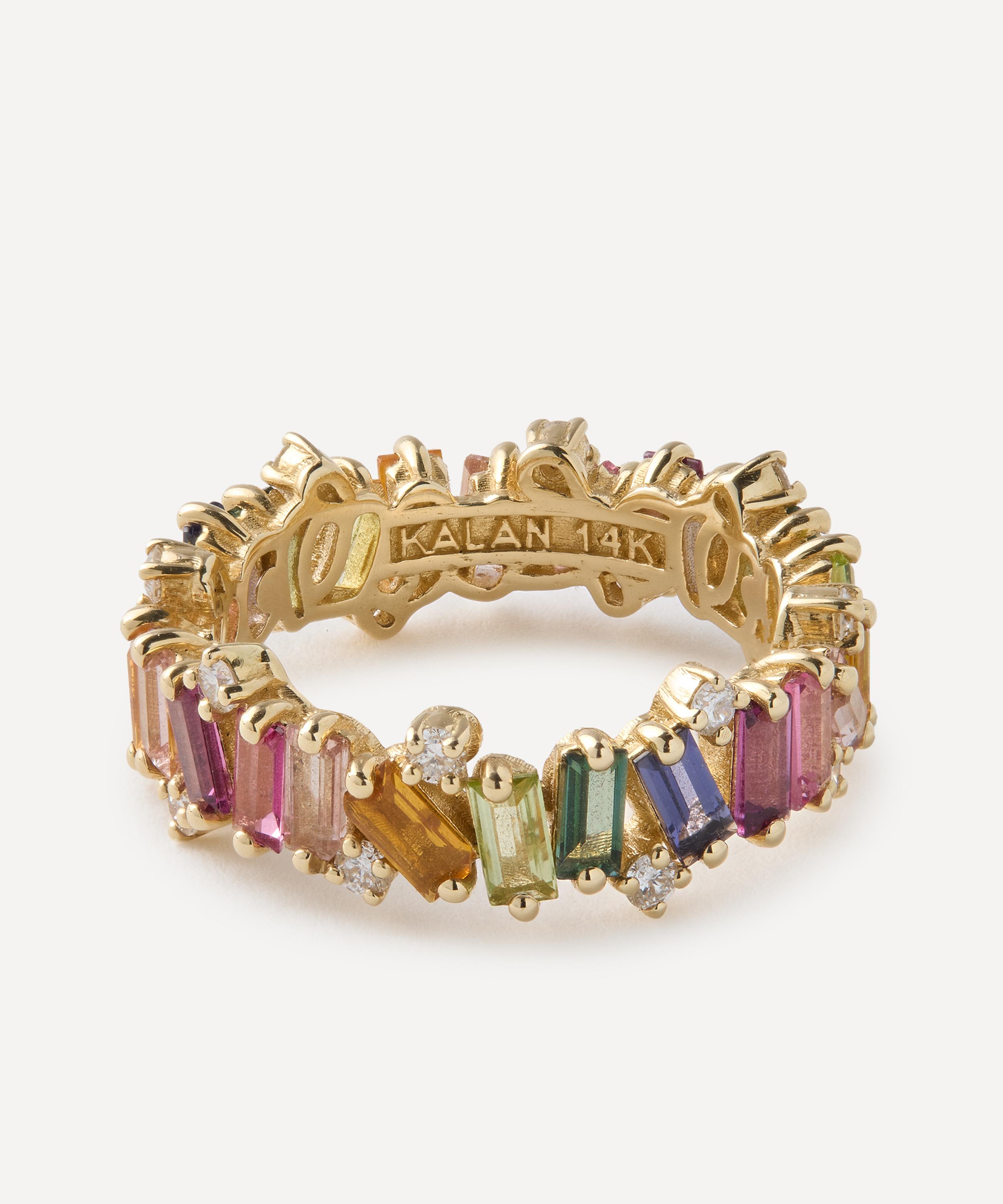 Suzanne Kalan 14ct Gold Firework Rainbow Mix Eternity Band Ring