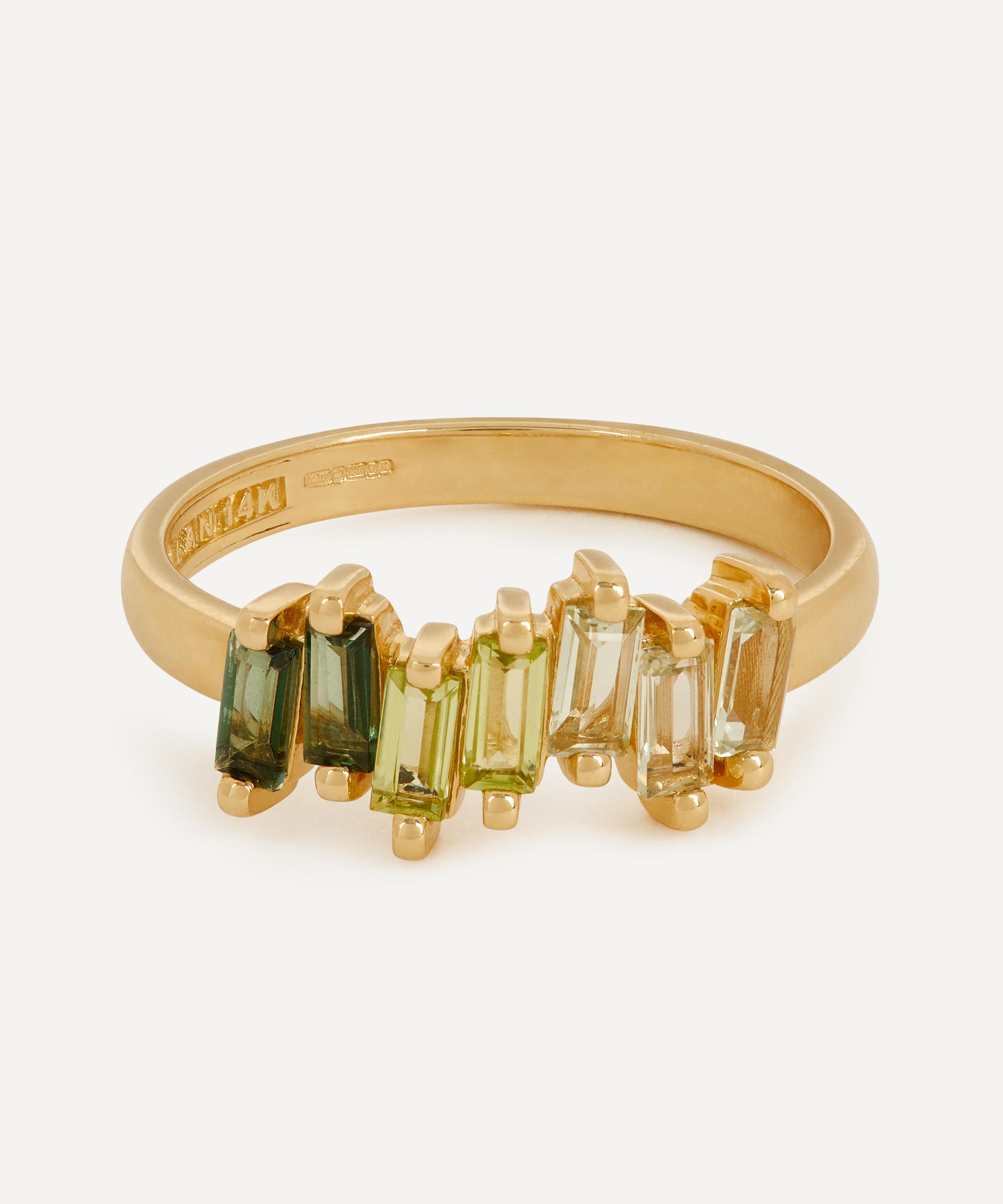 Suzanne Kalan 14ct Gold Firework Green Mix Half Band Ring