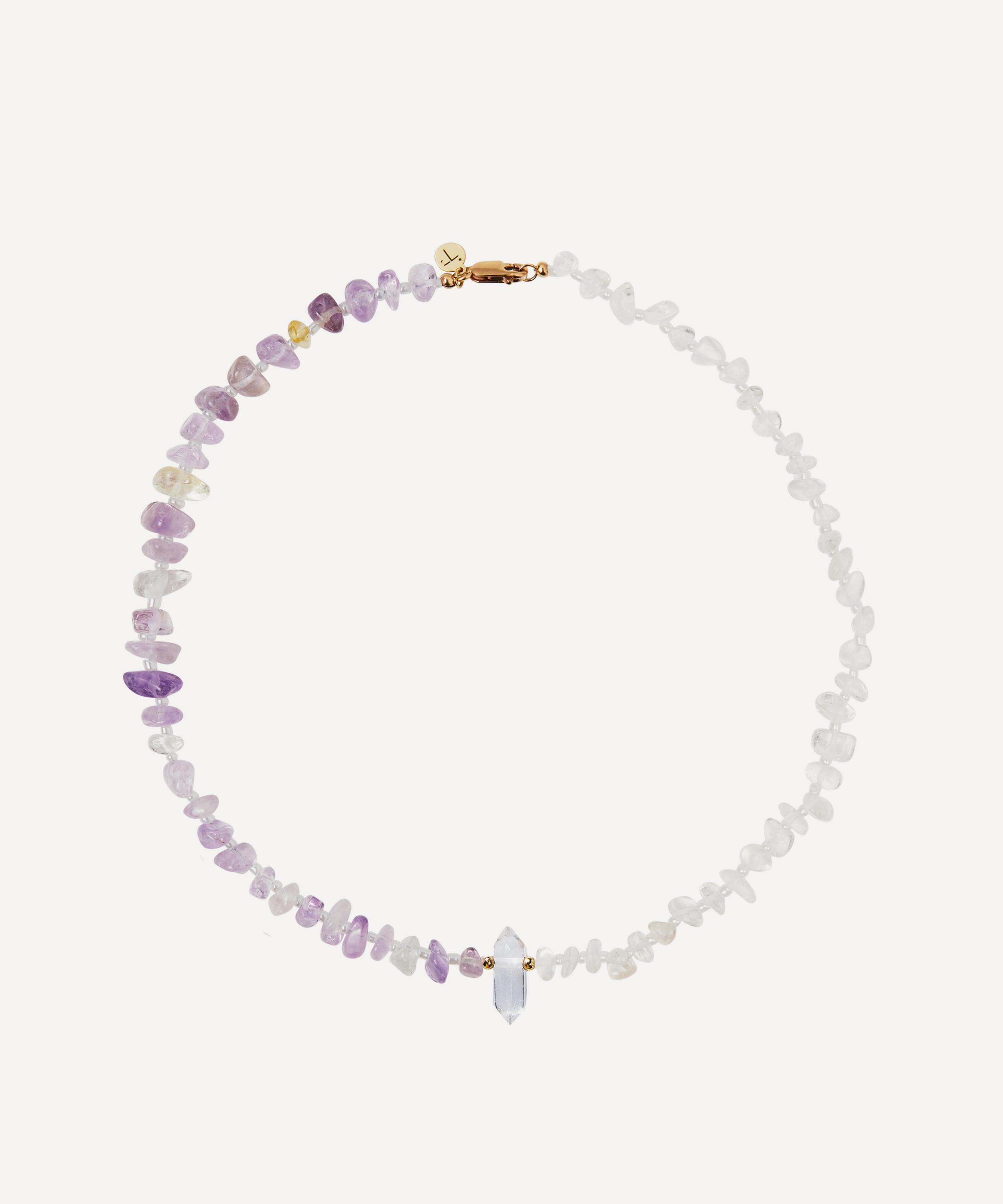 Tbalance Crystals Point Ametrine And Clear Quartz Crystal Healing Gemstone Necklace In Multi