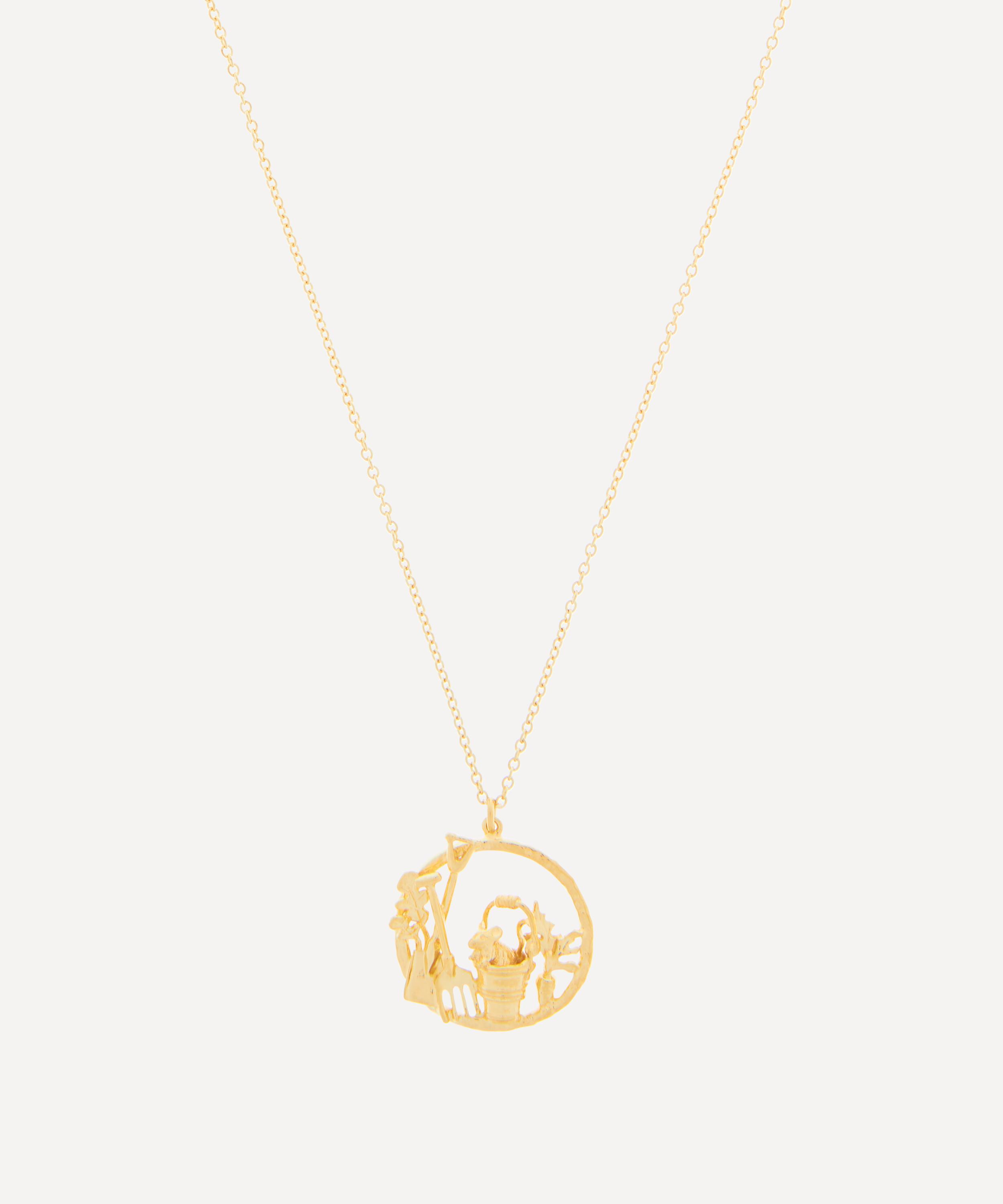 Alex Monroe 22ct Gold-plated Allotment Loop And Playful Mouse Pendant Necklace