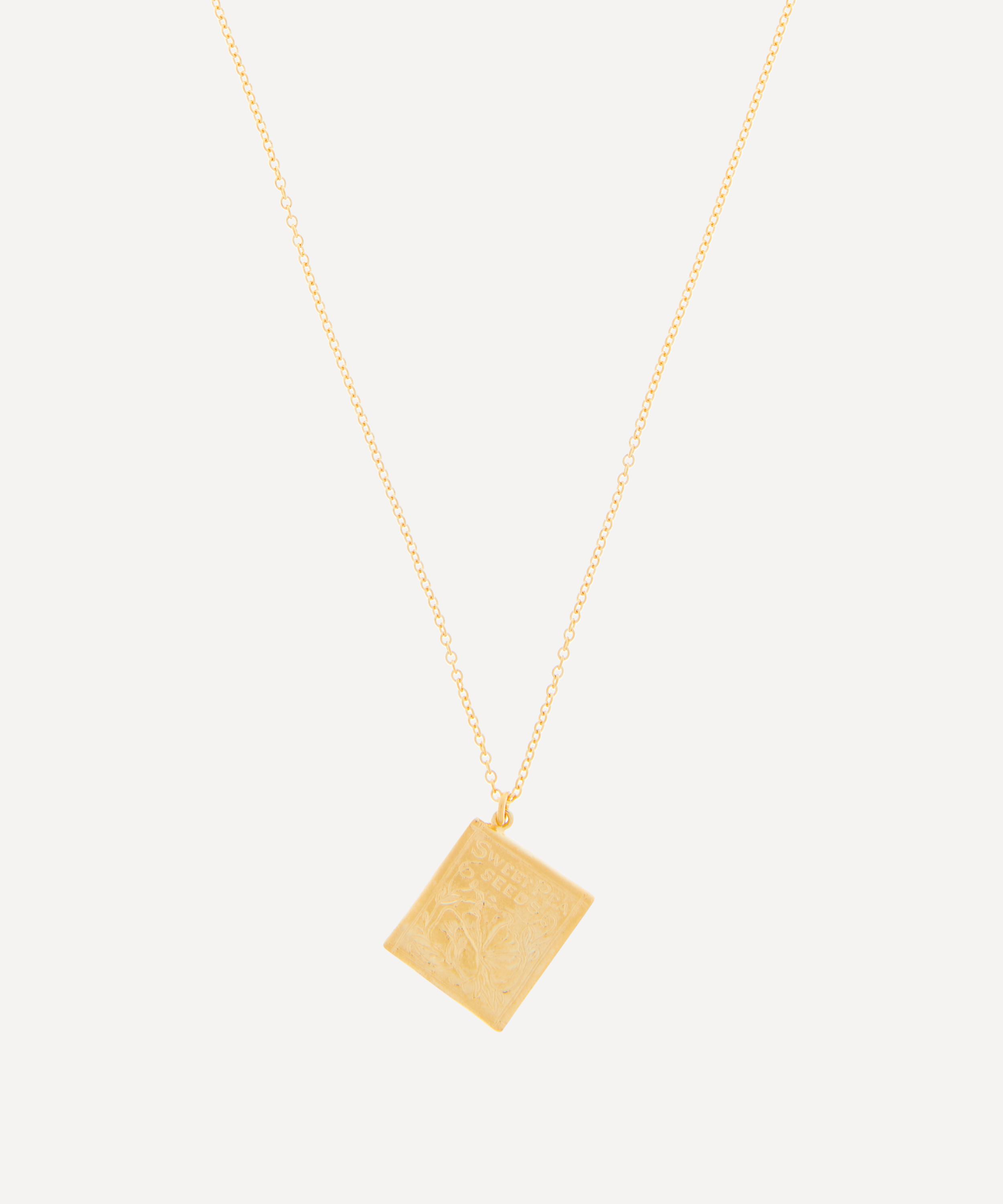 Alex Monroe 22ct Gold-plated Sweetpea Seed Packet Pendant Necklace