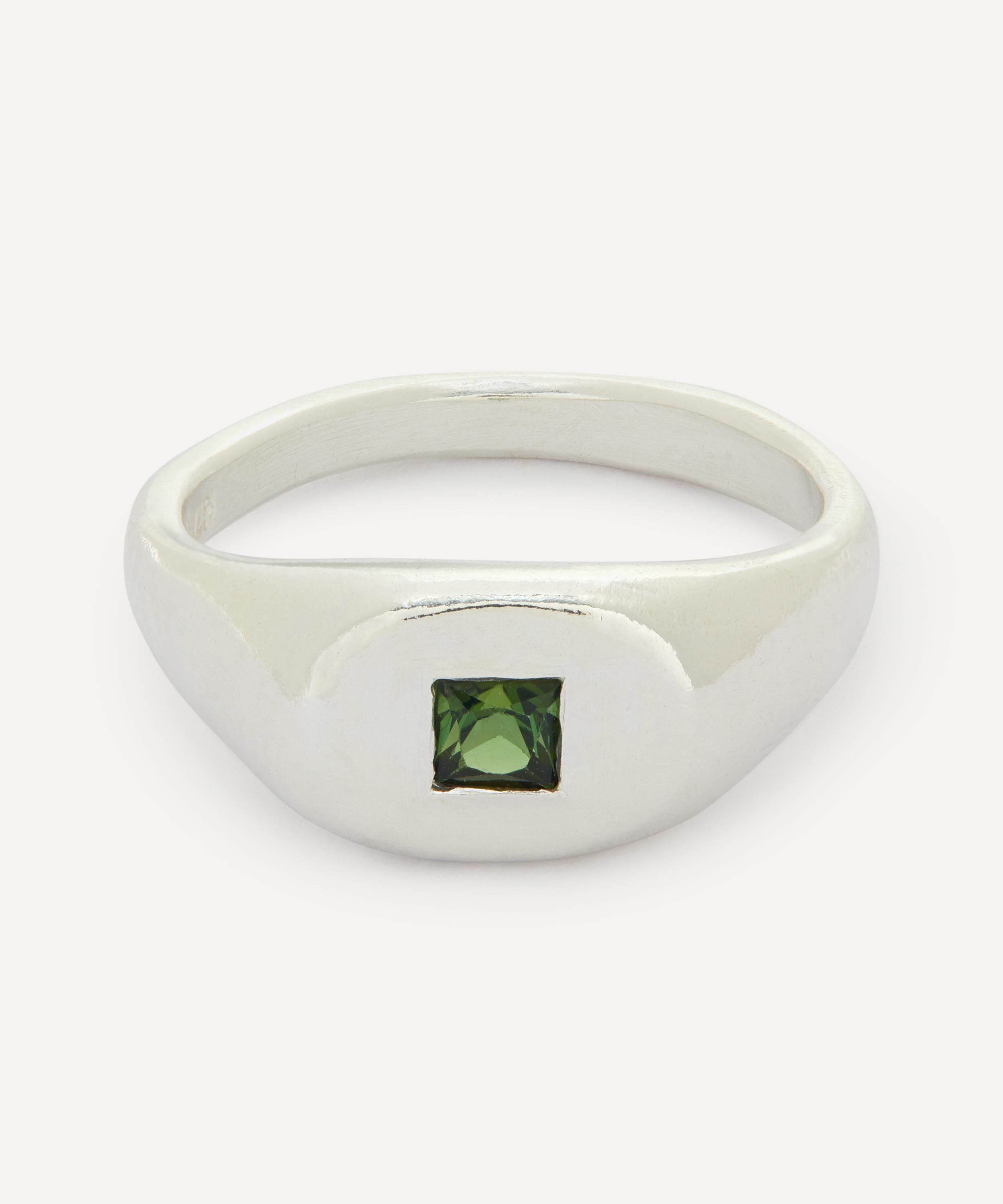 Seb Brown Sterling Silver Lozenge Tourmaline Signet Ring