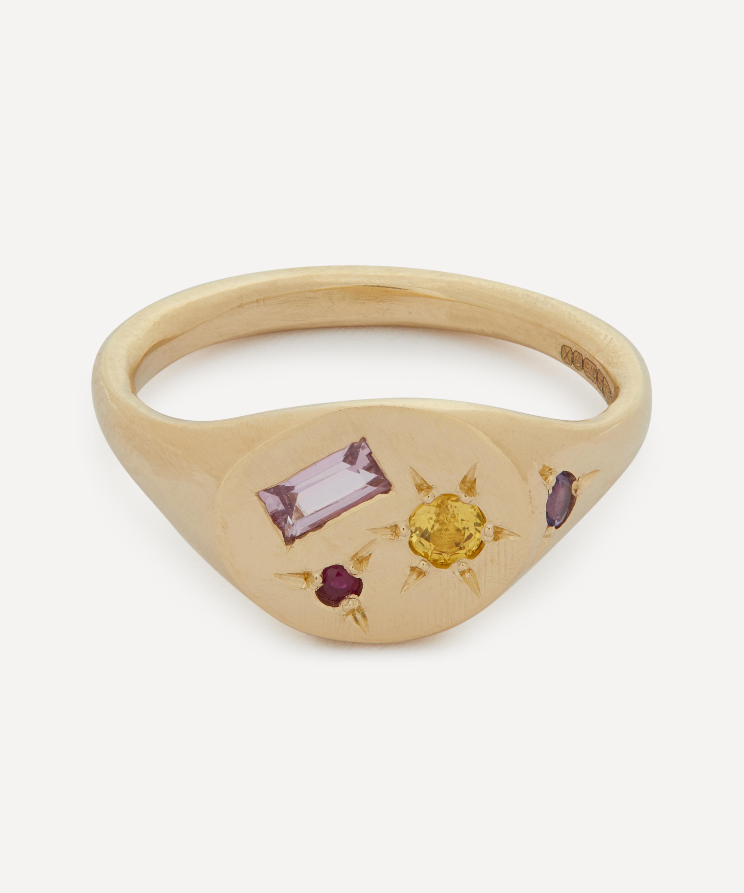 Seb Brown 9ct Gold Oval Neapolitan Multi-stone Signet Ring