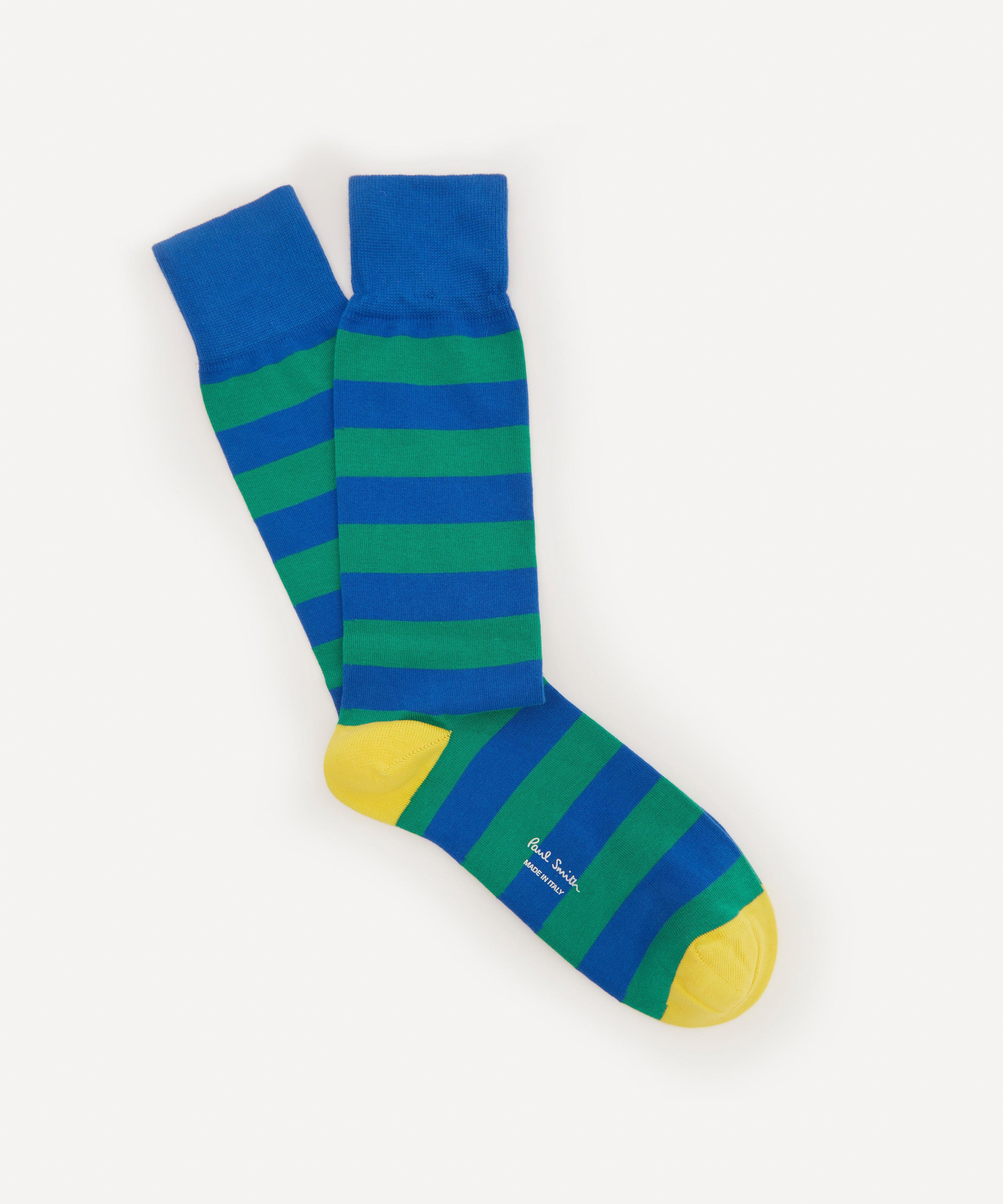 Paul Smith Block Stripe Socks In Blue