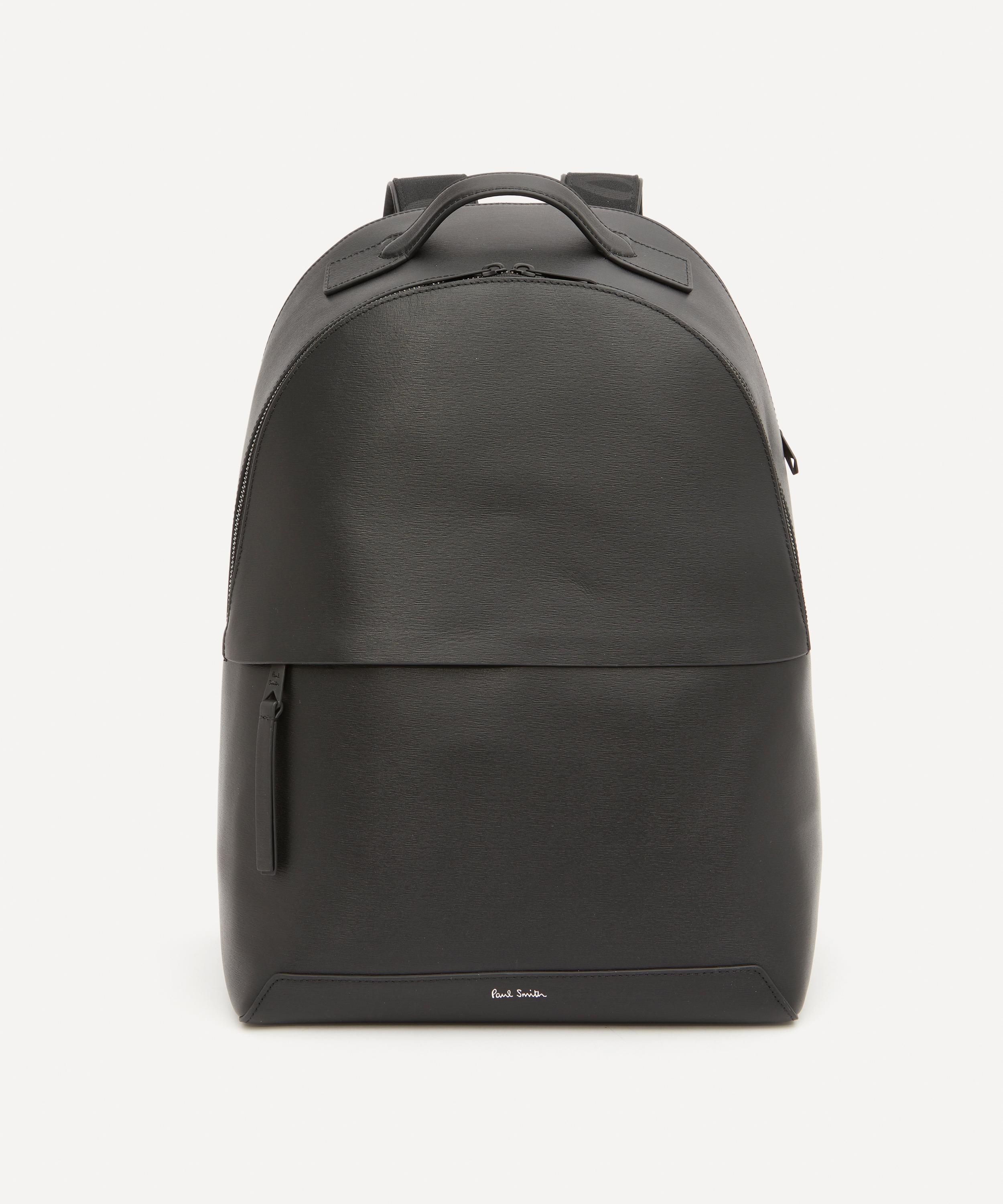 Paul Smith Mens Black Embossed Leather Backpack
