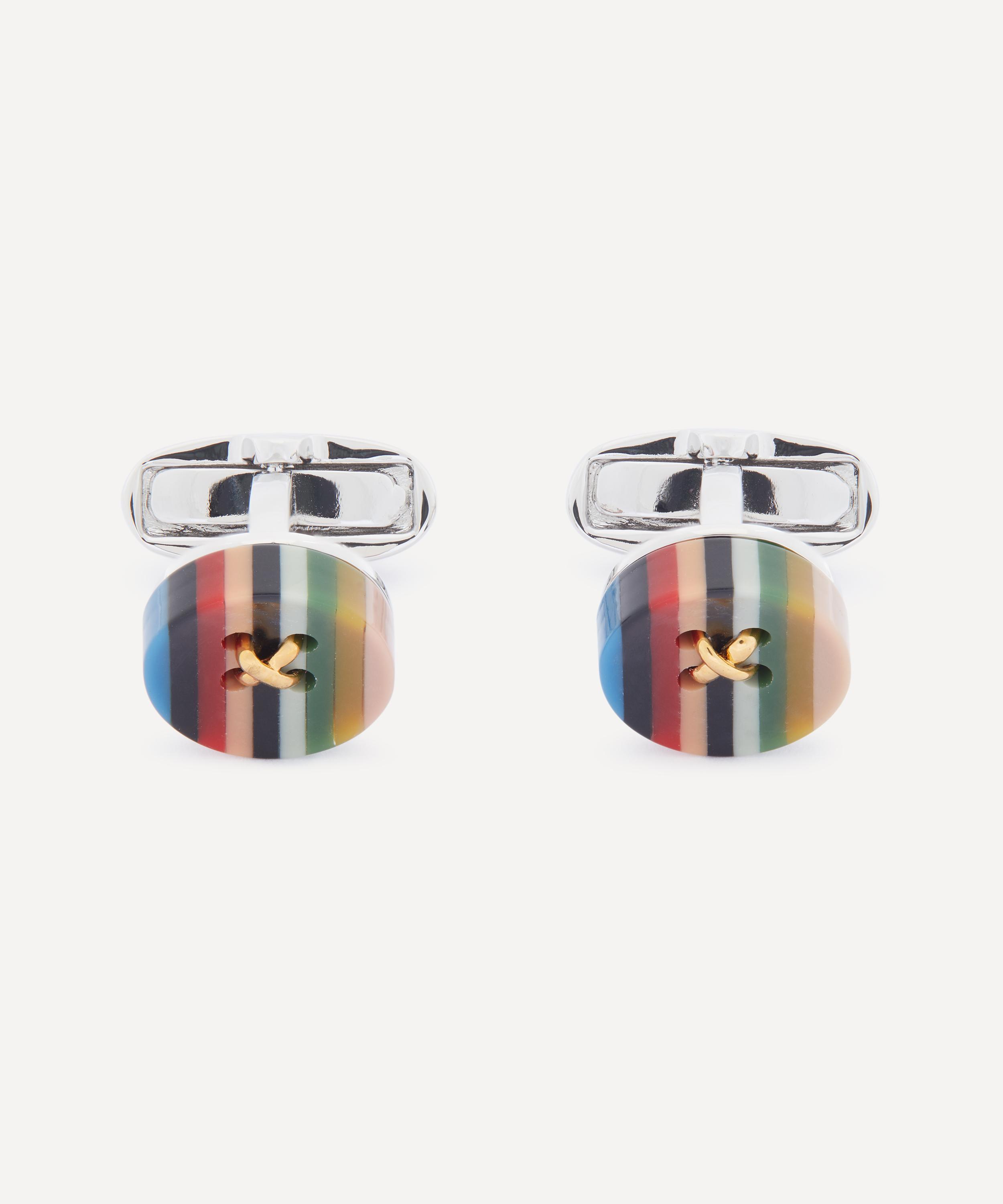 Paul Smith Artist Stripe Button Cufflinks In Multicolour