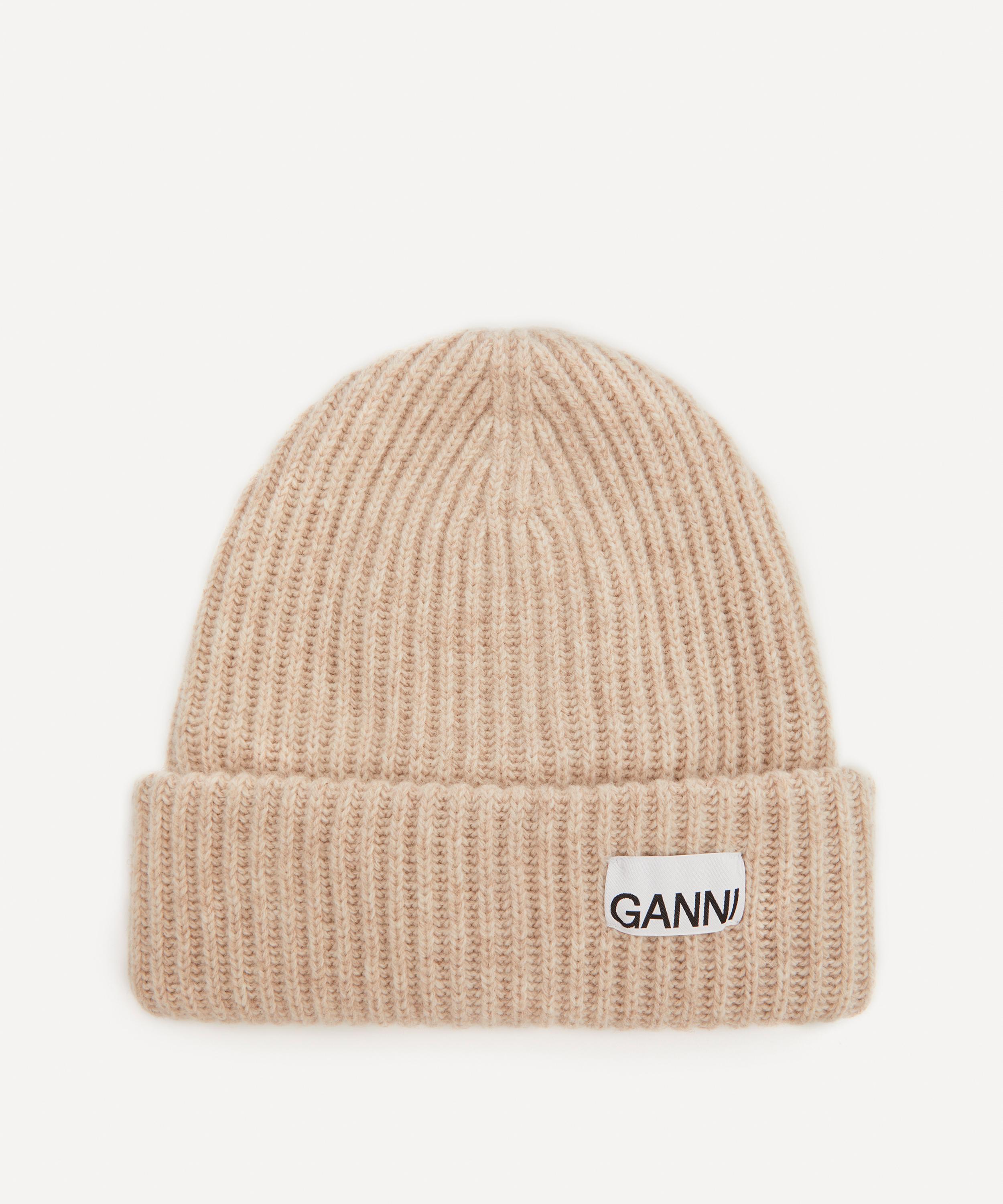 GANNI GANNI WOMEN'S RIBBED KNIT BEANIE HAT 
