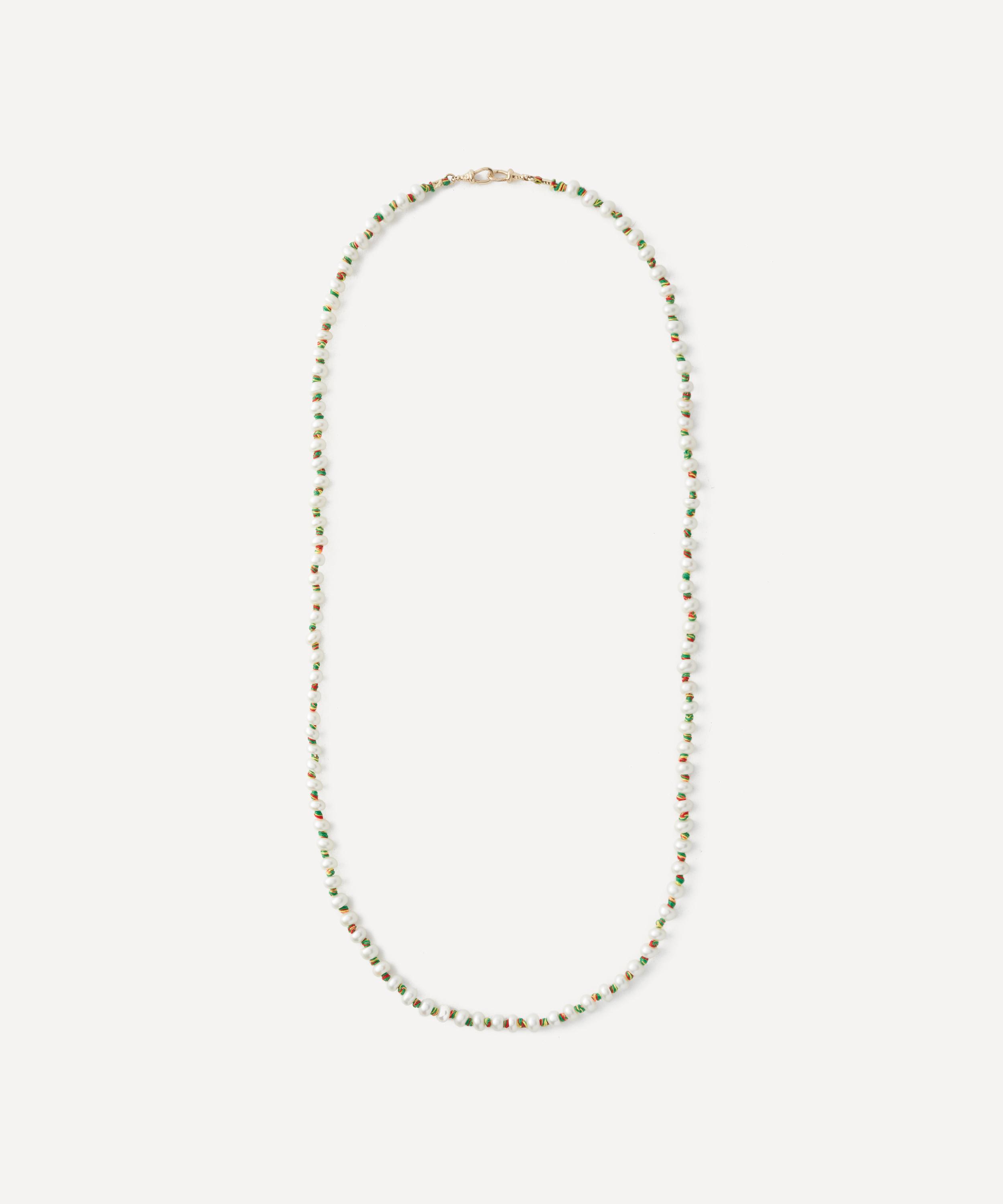 Marie Lichtenberg 9ct Gold Mauli Full Pearl Necklace In Green