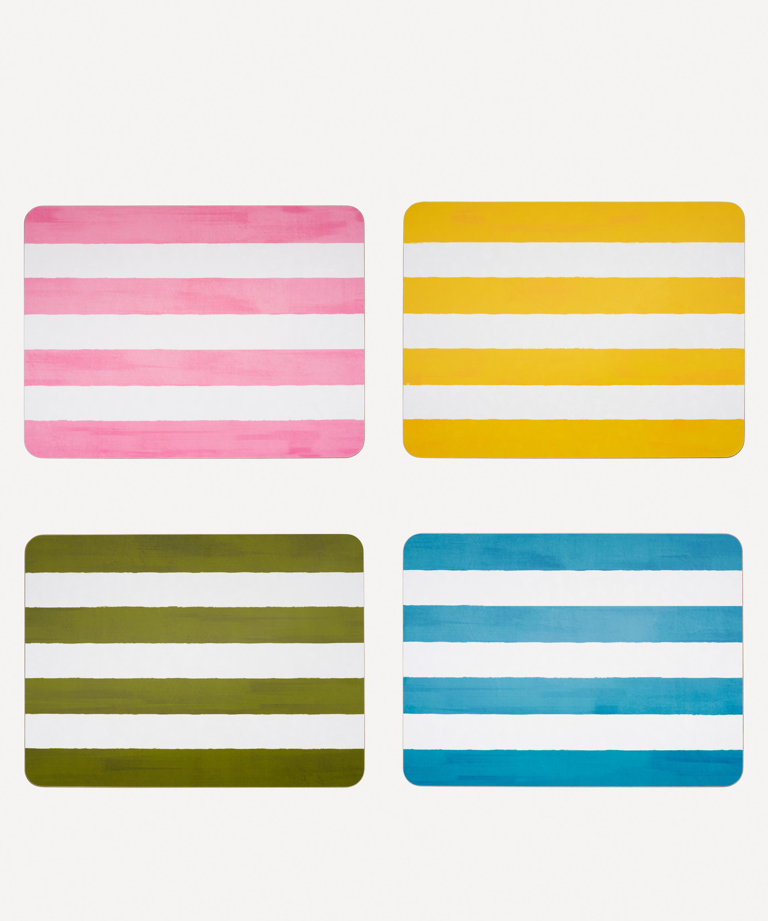 Summerill & Bishop Mixed Stripe Cork-backed Placemats Set Of Four In Multicoloured