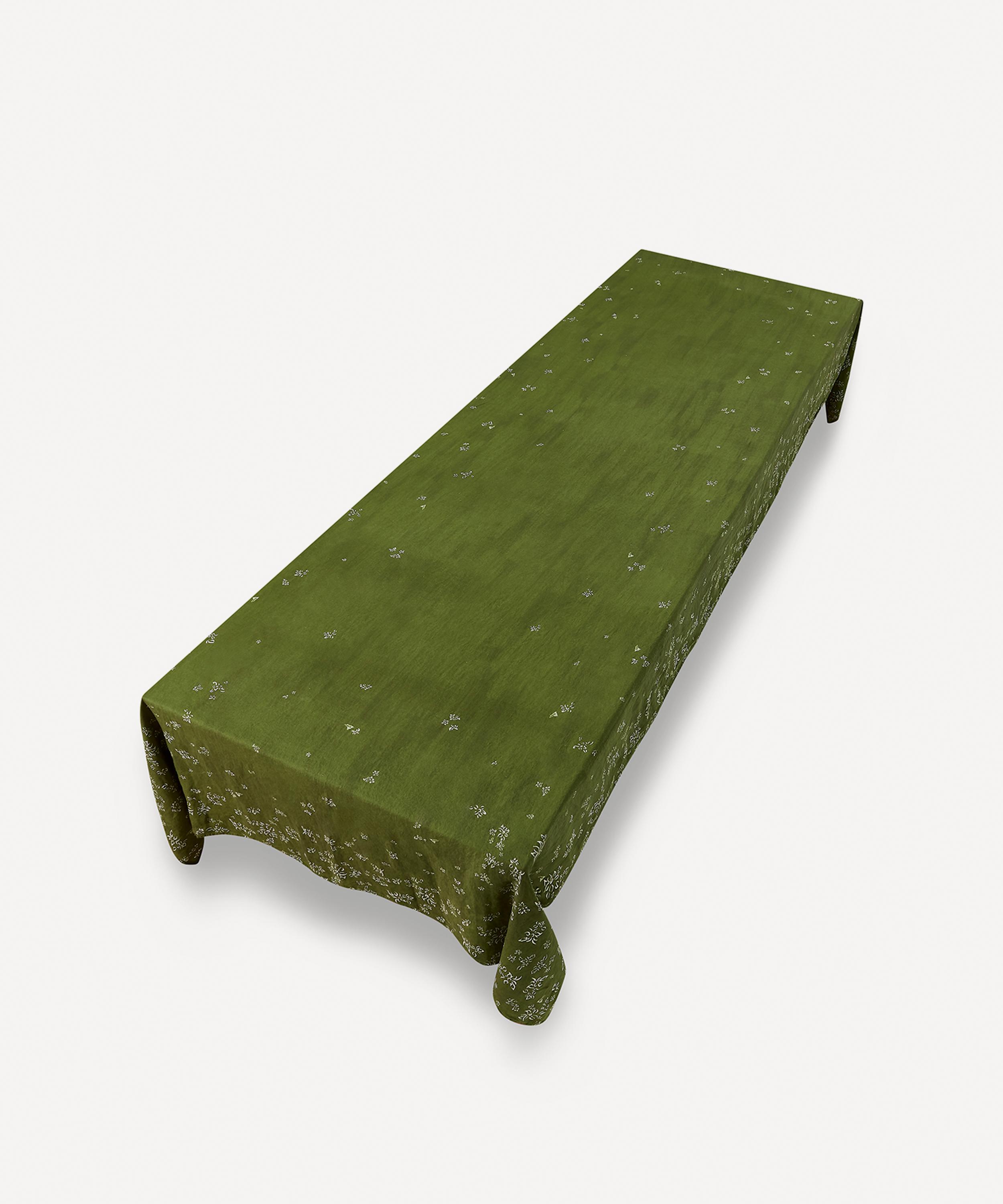 Summerill & Bishop S & Bee Avocado Green Linen Tablecloth