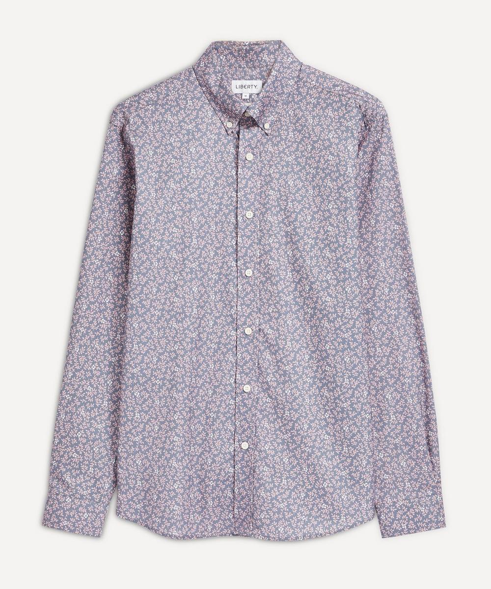 Liberty Posy Cotton Twill Casual Button-down Shirt In Blue