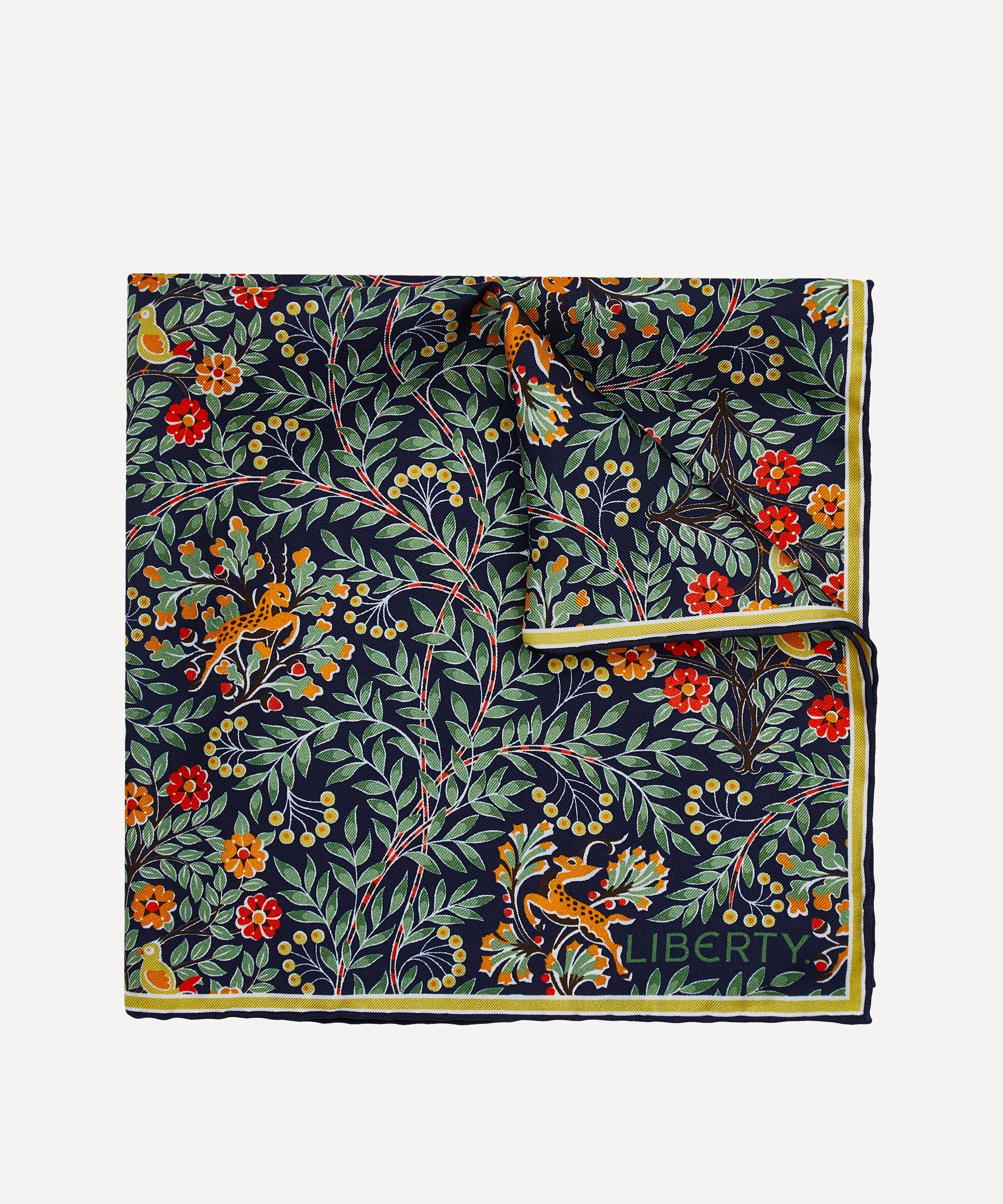 Liberty Sonny's Tree Printed Silk Pocket Square In Navy