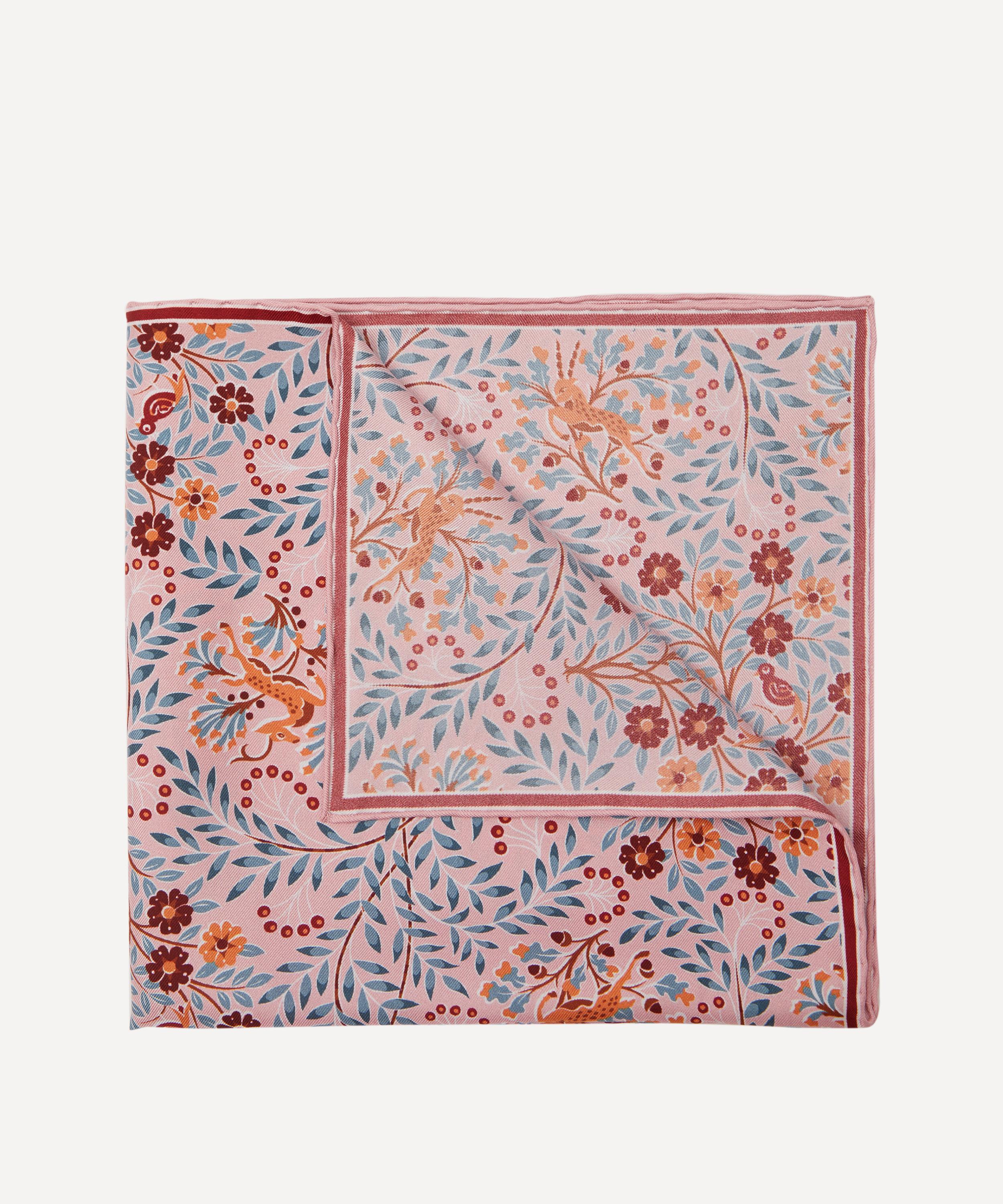 Liberty Sonny's Tree Printed Silk Pocket Square In Light Pink