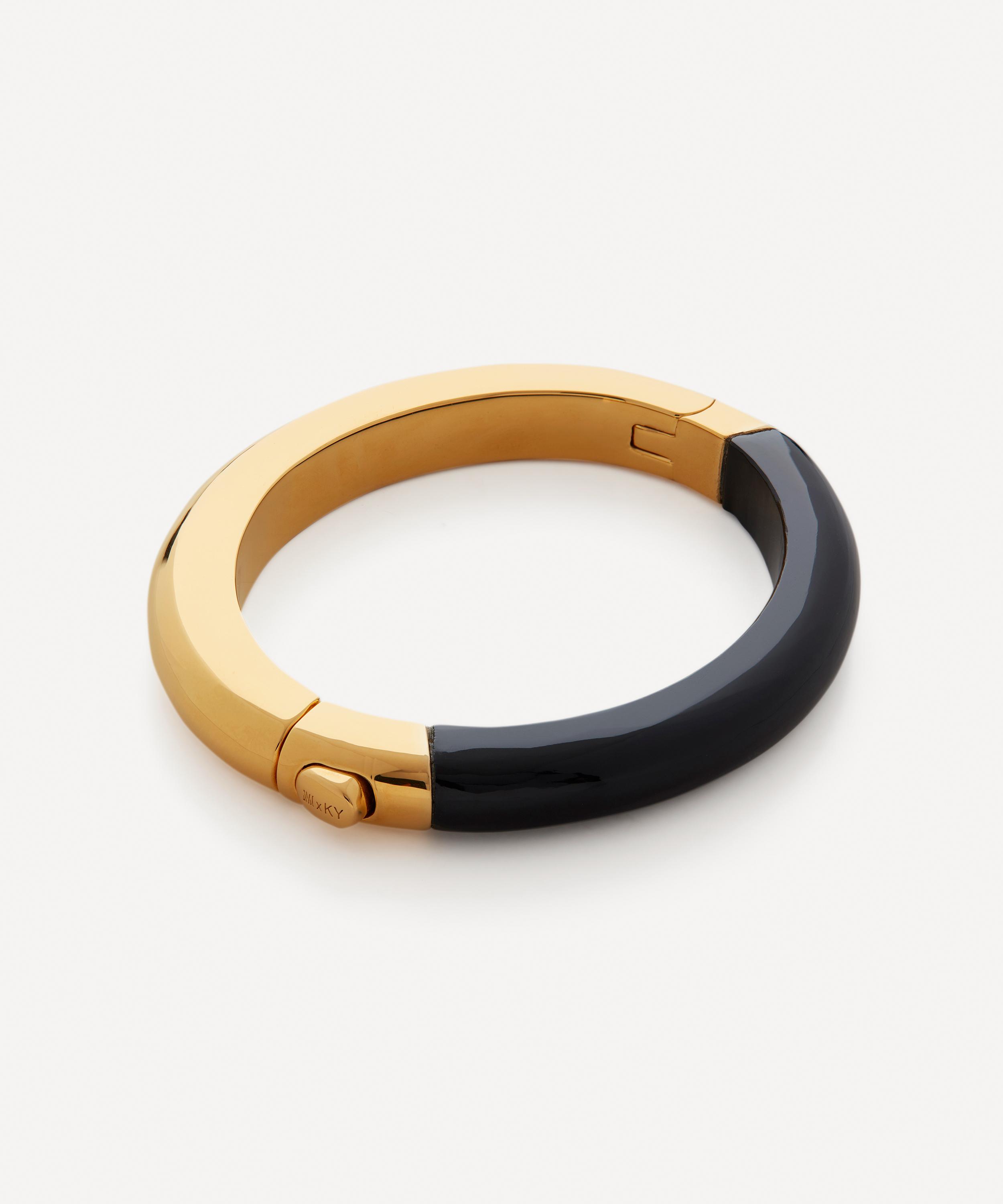 Monica Vinader Gold Kate Young Gemstone Bangle Black Onyx In Multi