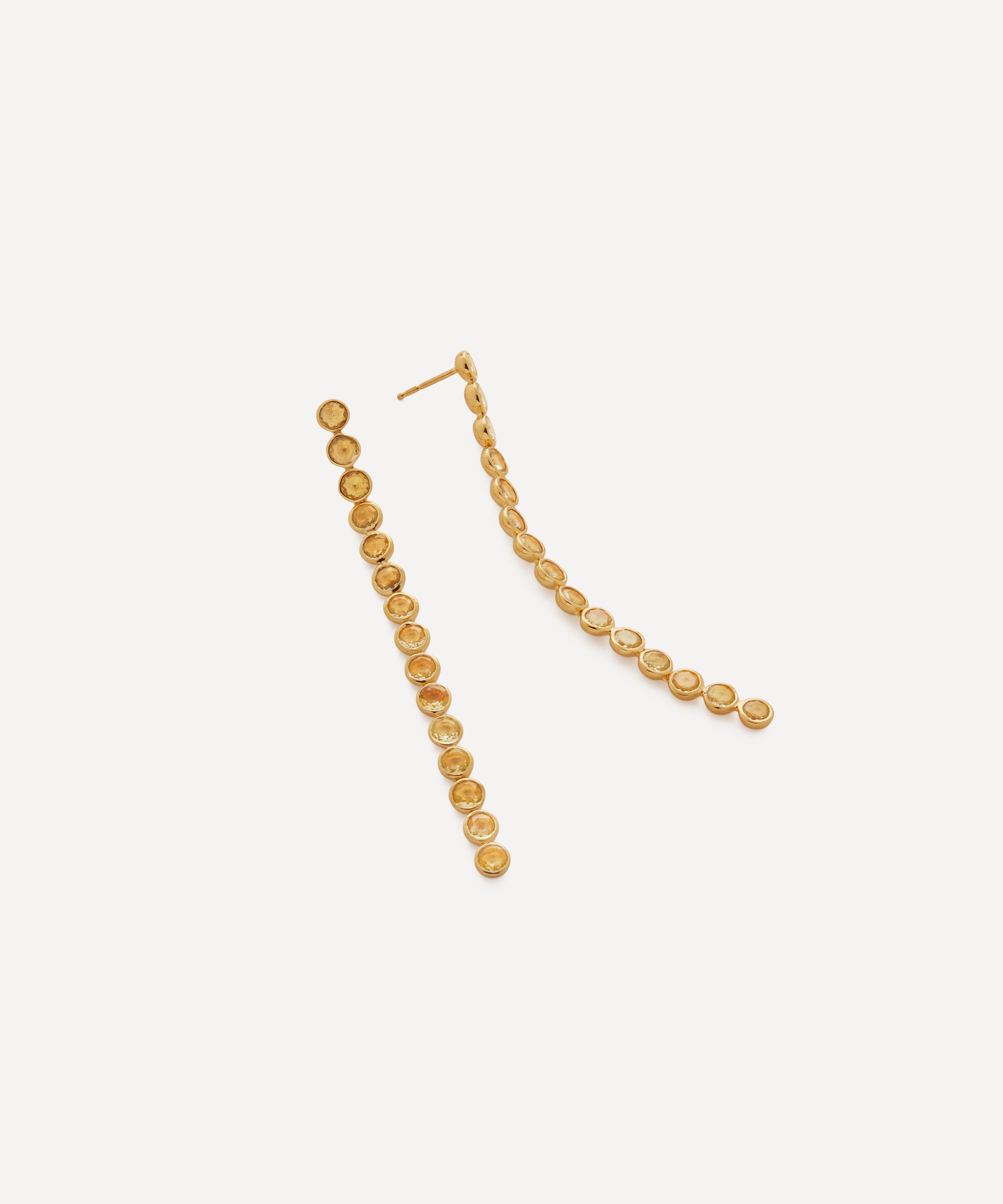 Monica Vinader X Kate Young 18ct Gold-Plated Vermeil Silver Gemstone Cocktail Drop Earrings Luxury Gift