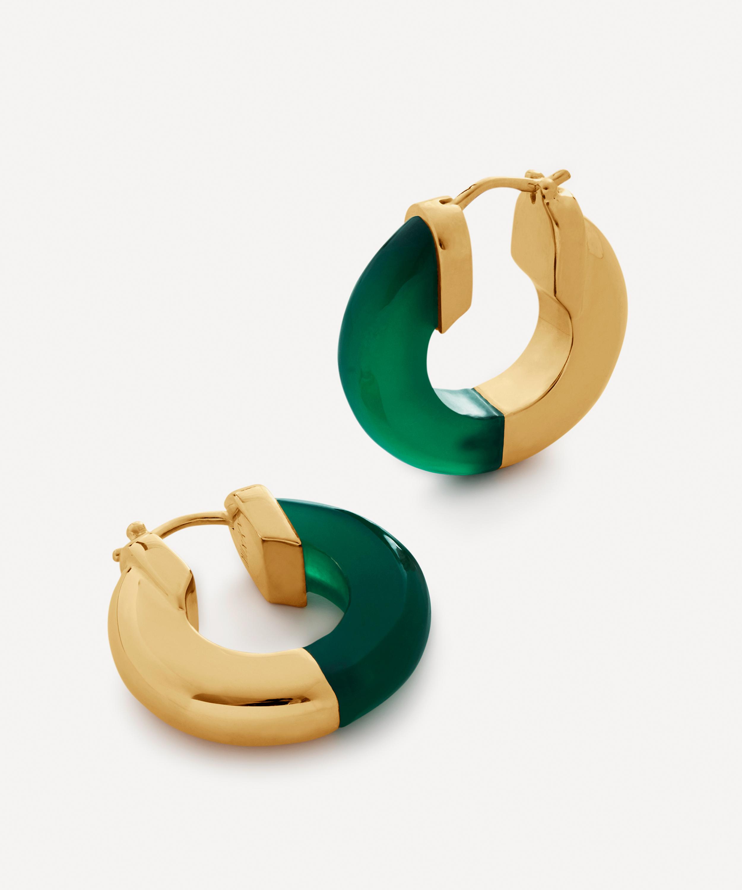 Monica Vinader X Kate Young 18ct Gold-Plated Vermeil Silver Gemstone Small Hoop Earrings Multi Luxury Gift