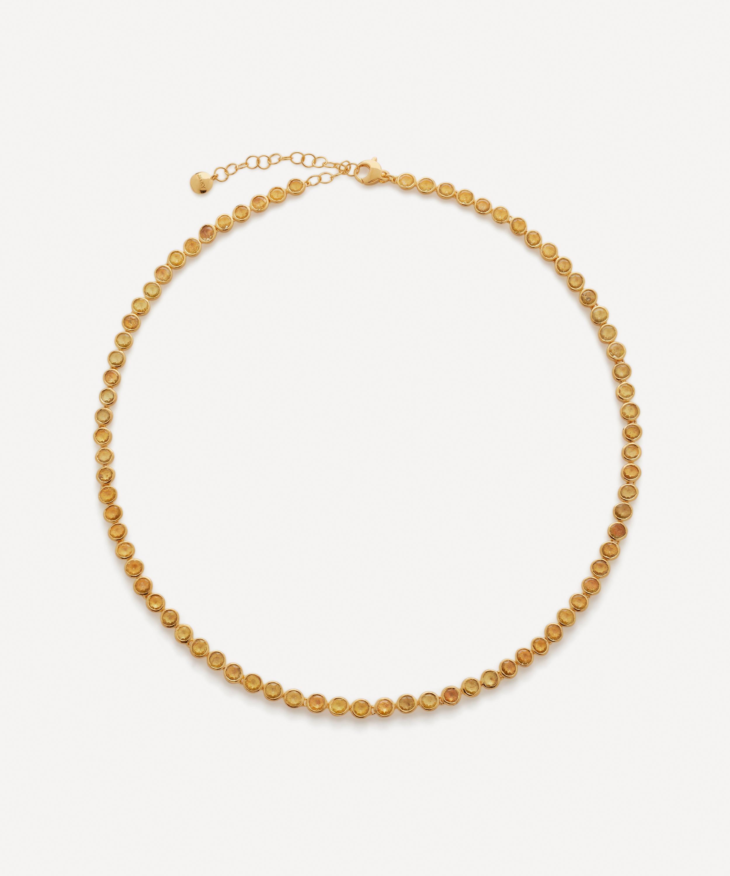 Monica Vinader X Kate Young 18ct Gold-Plated Vermeil Silver Gemstone Tennis Necklace Yellow Luxury Christmas Gift / Present