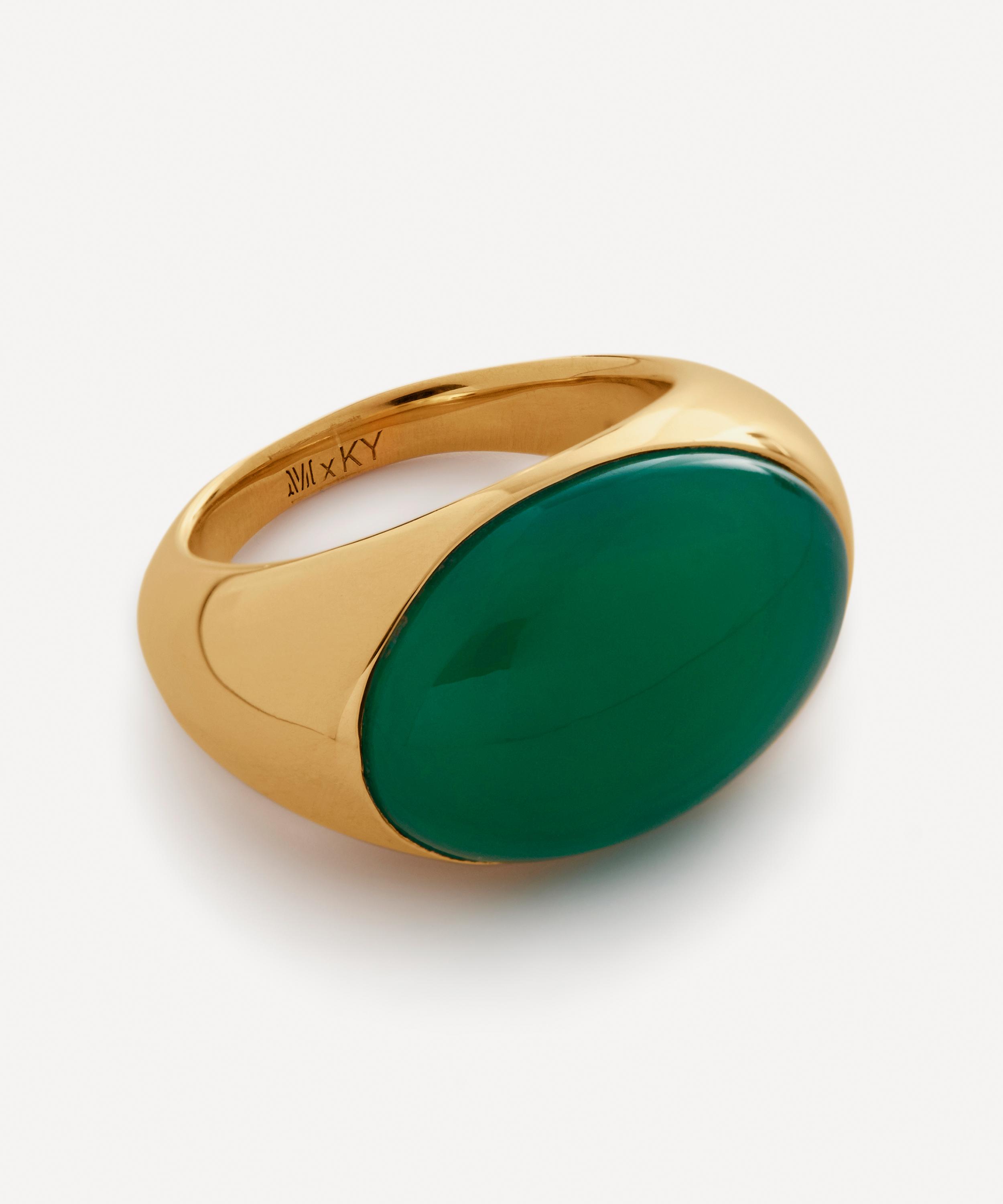 Monica Vinader X Kate Young 18ct Gold-Plated Vermeil Silver Gemstone Ring Small Luxury Gift