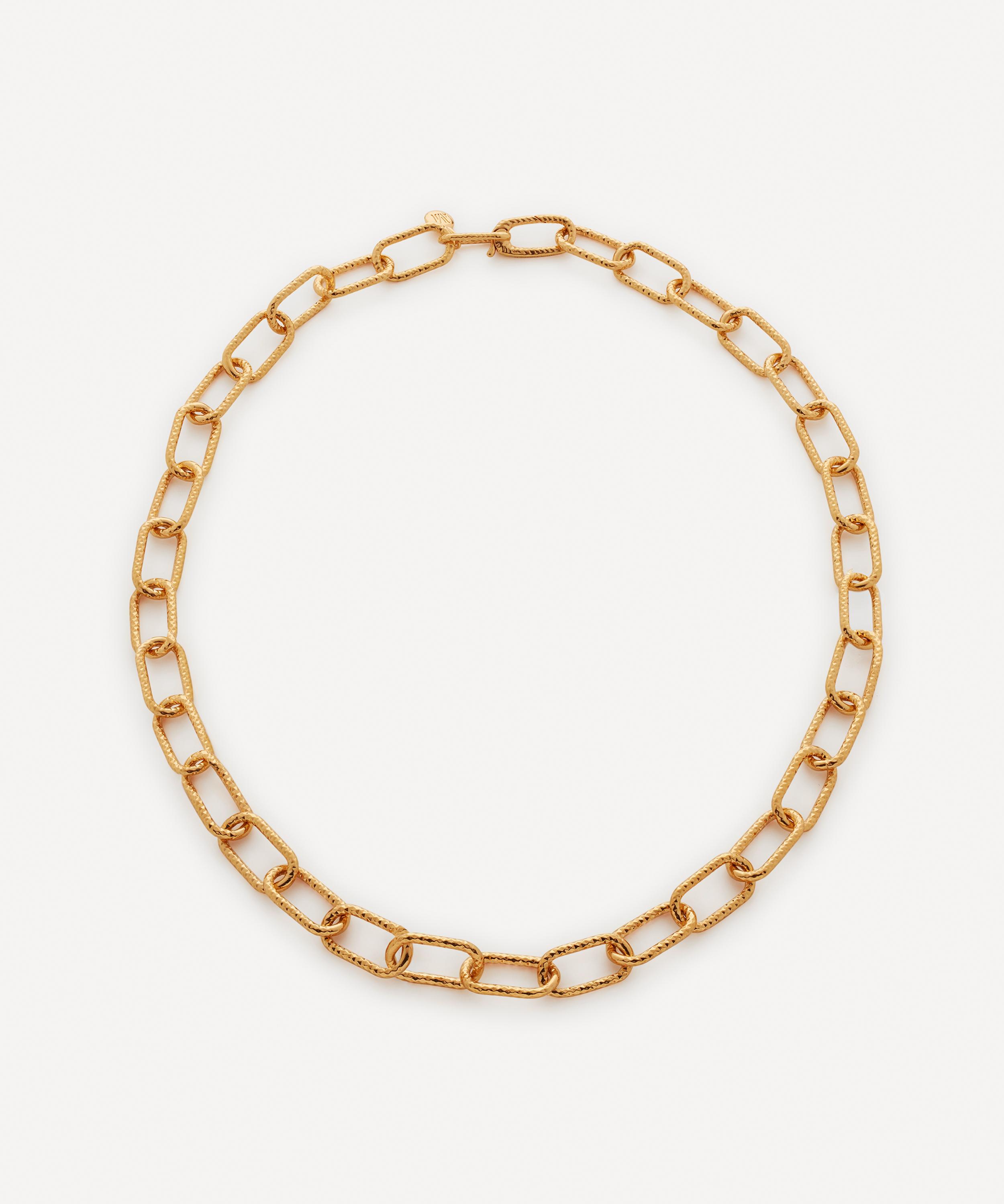 Monica Vinader 18ct Gold-Plated Vermeil Silver Alta Textured Chunky Chain Necklace Luxury Christmas Gift / Present