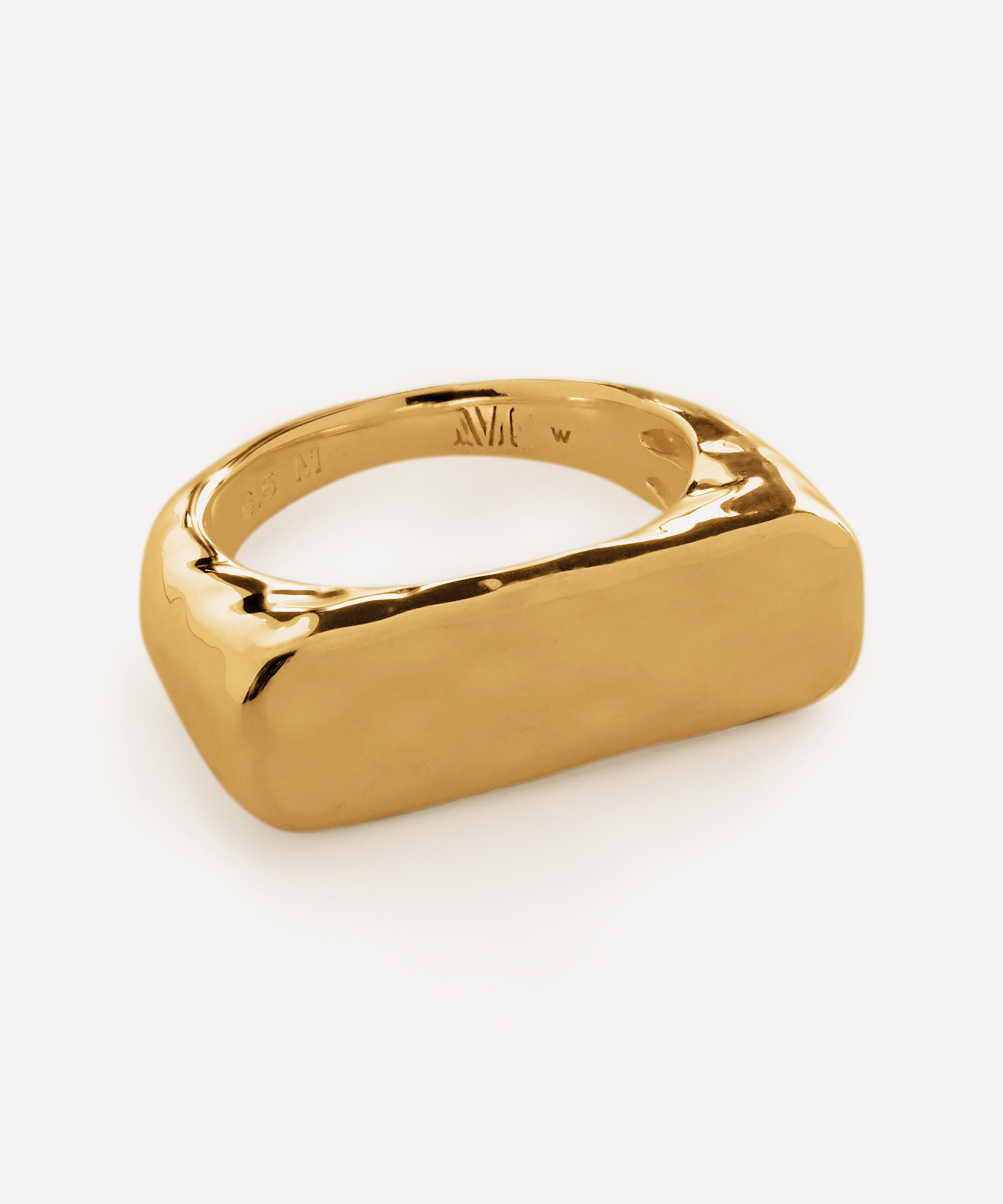 Monica Vinader 18ct Gold-Plated Vermeil Silver Havana Signet Ring Y Luxury Christmas Gift / Present