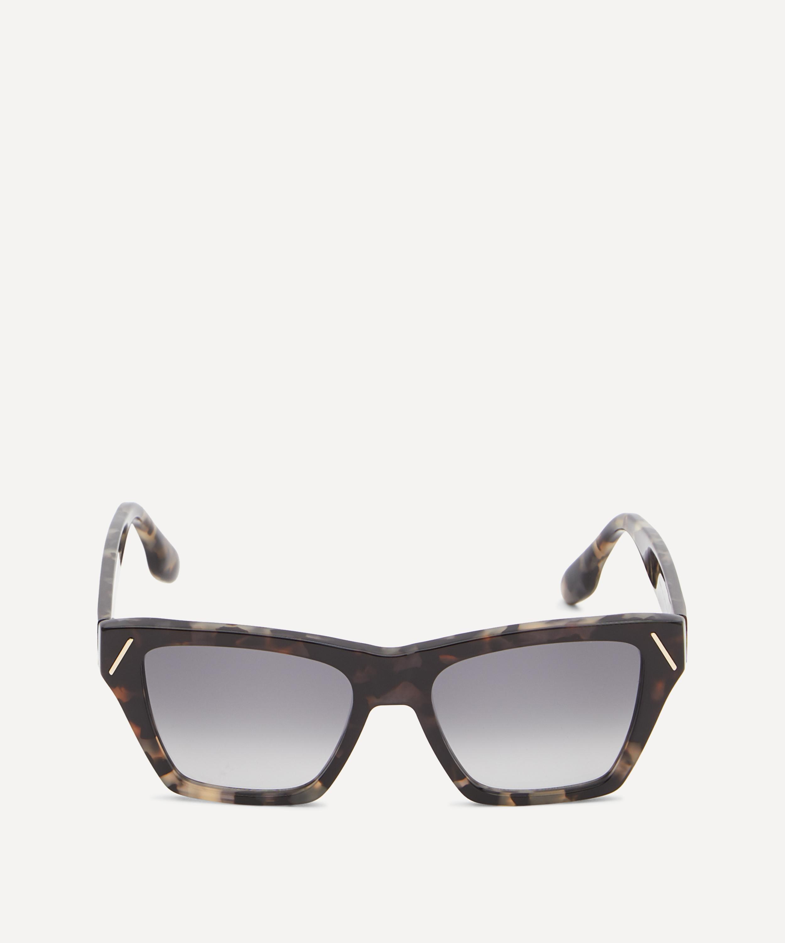 Victoria Beckham Classic Logo Square Sunglasses In Grey Havana