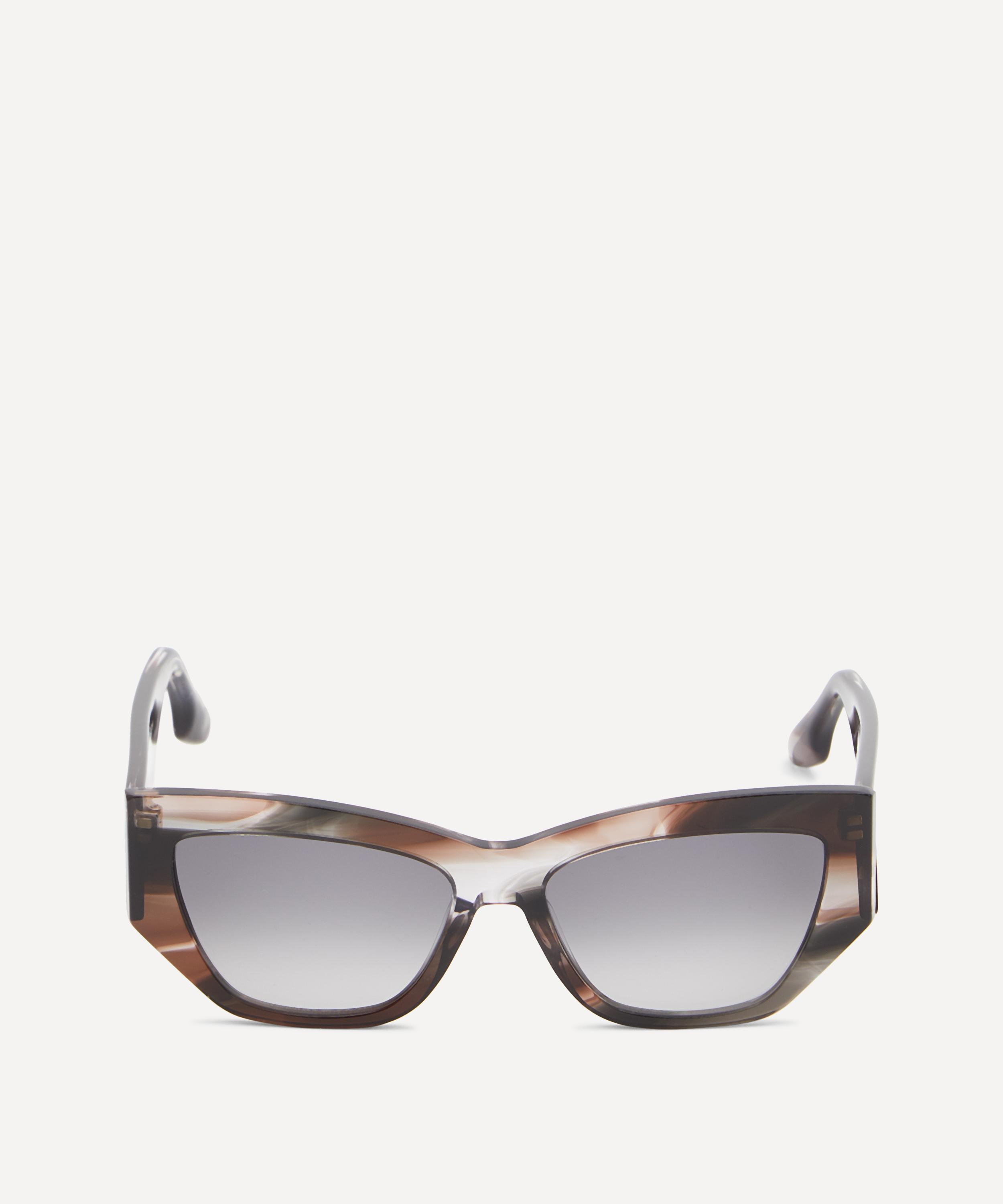 Victoria Beckham Angular Acetate Sunglasses In Dark Brown Havana