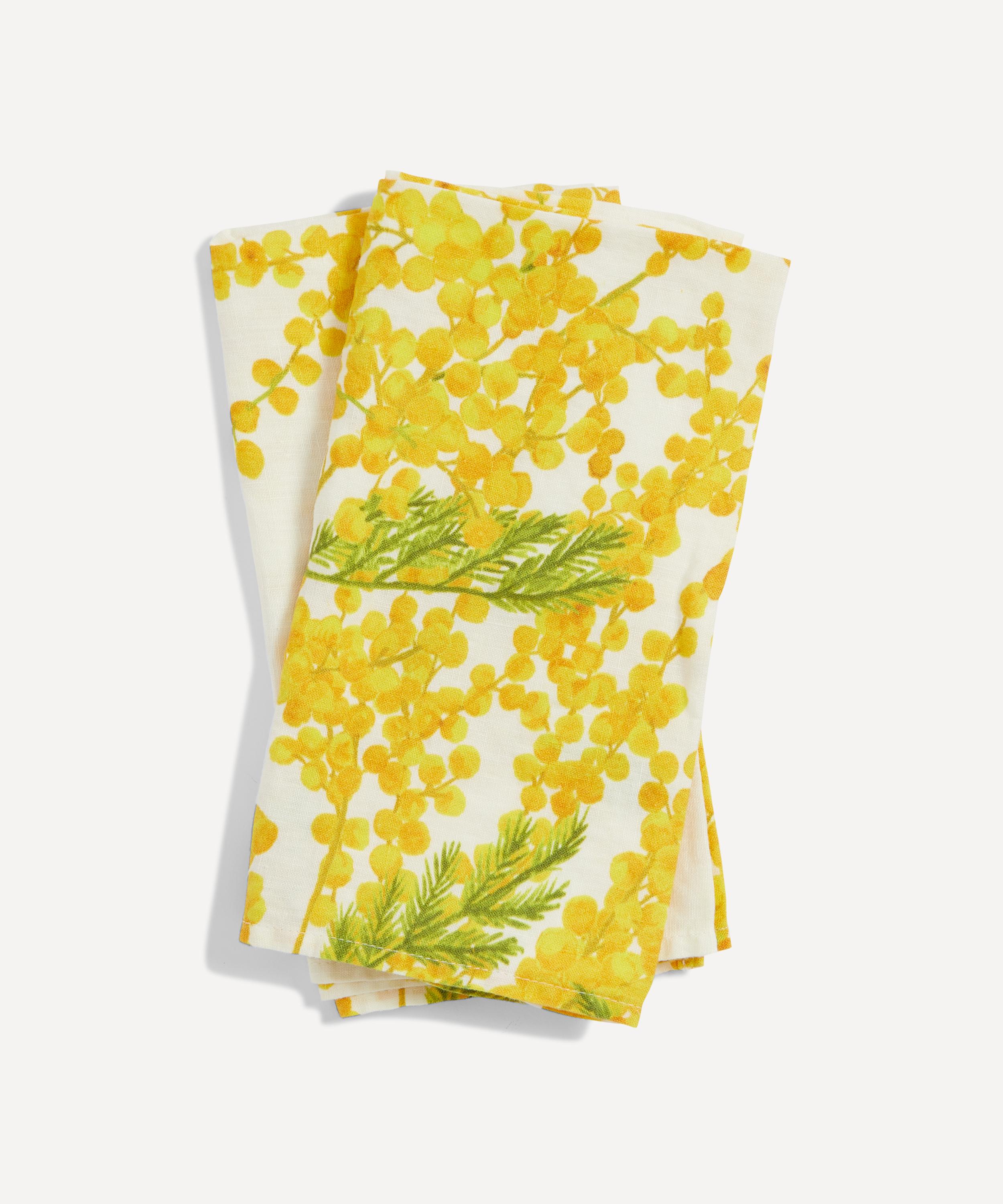 Summerill & Bishop Mimosa Linen Napkins Set Of Two In Yellow