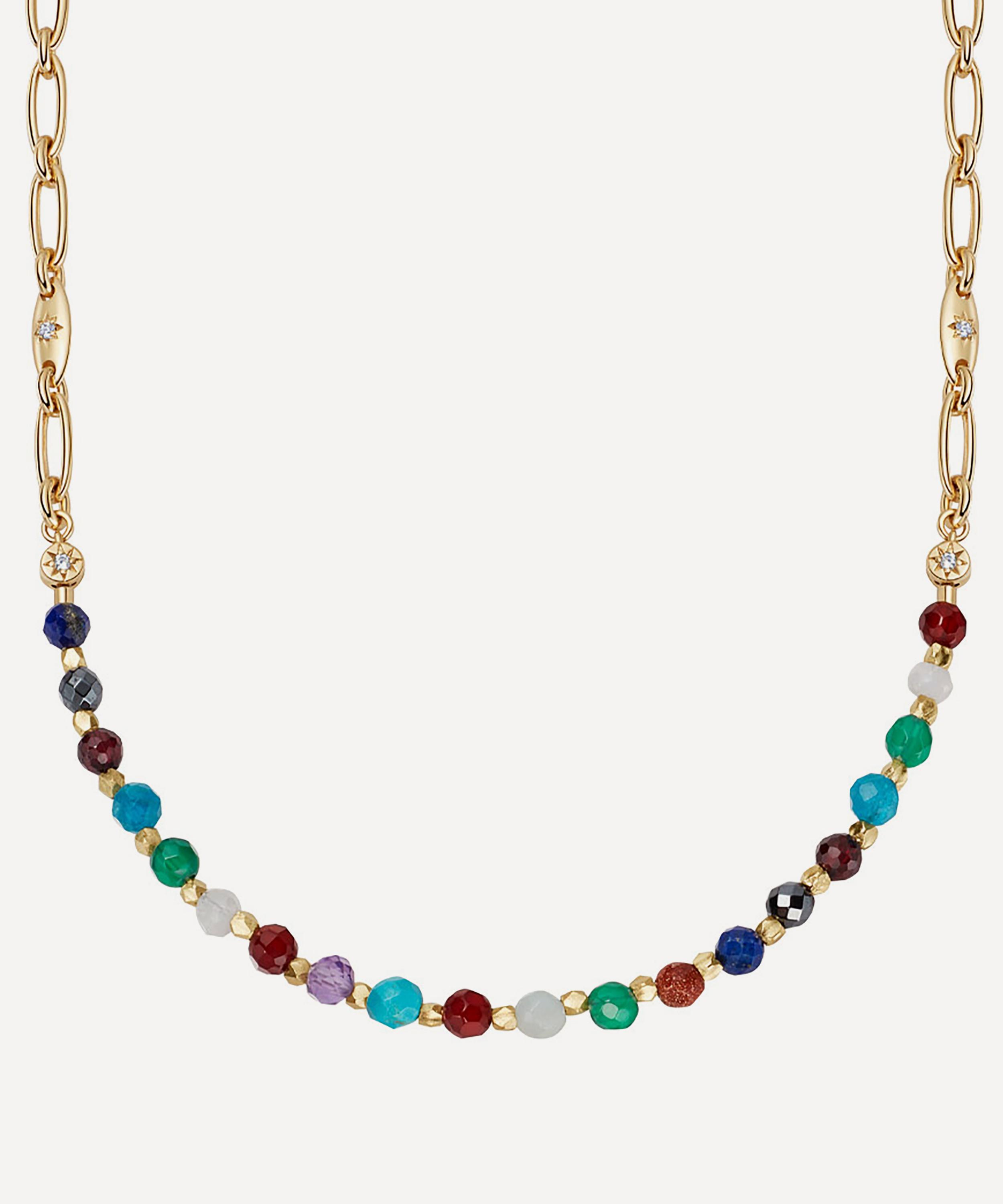 ASTLEY CLARKE ASTLEY CLARKE 18CT GOLD PLATED VERMEIL SILVER ORBIT AND BIOGRAPHY RAINBOW NECKLACE 