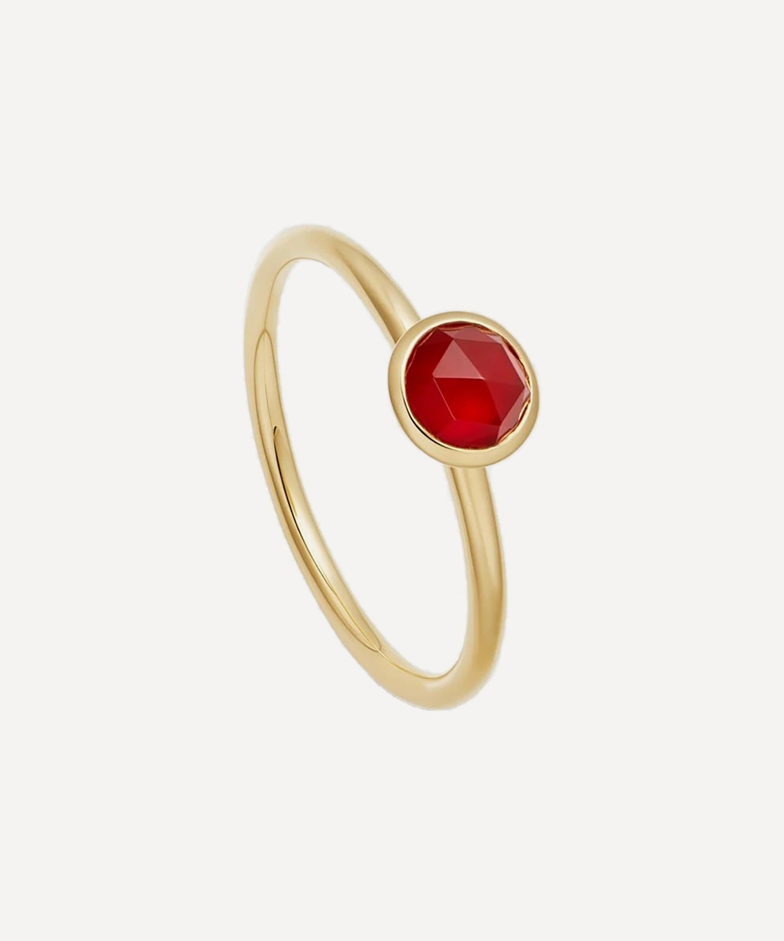 Astley Clarke 18ct Gold Plated Vermeil Silver Mini Stilla Red Agate Ring