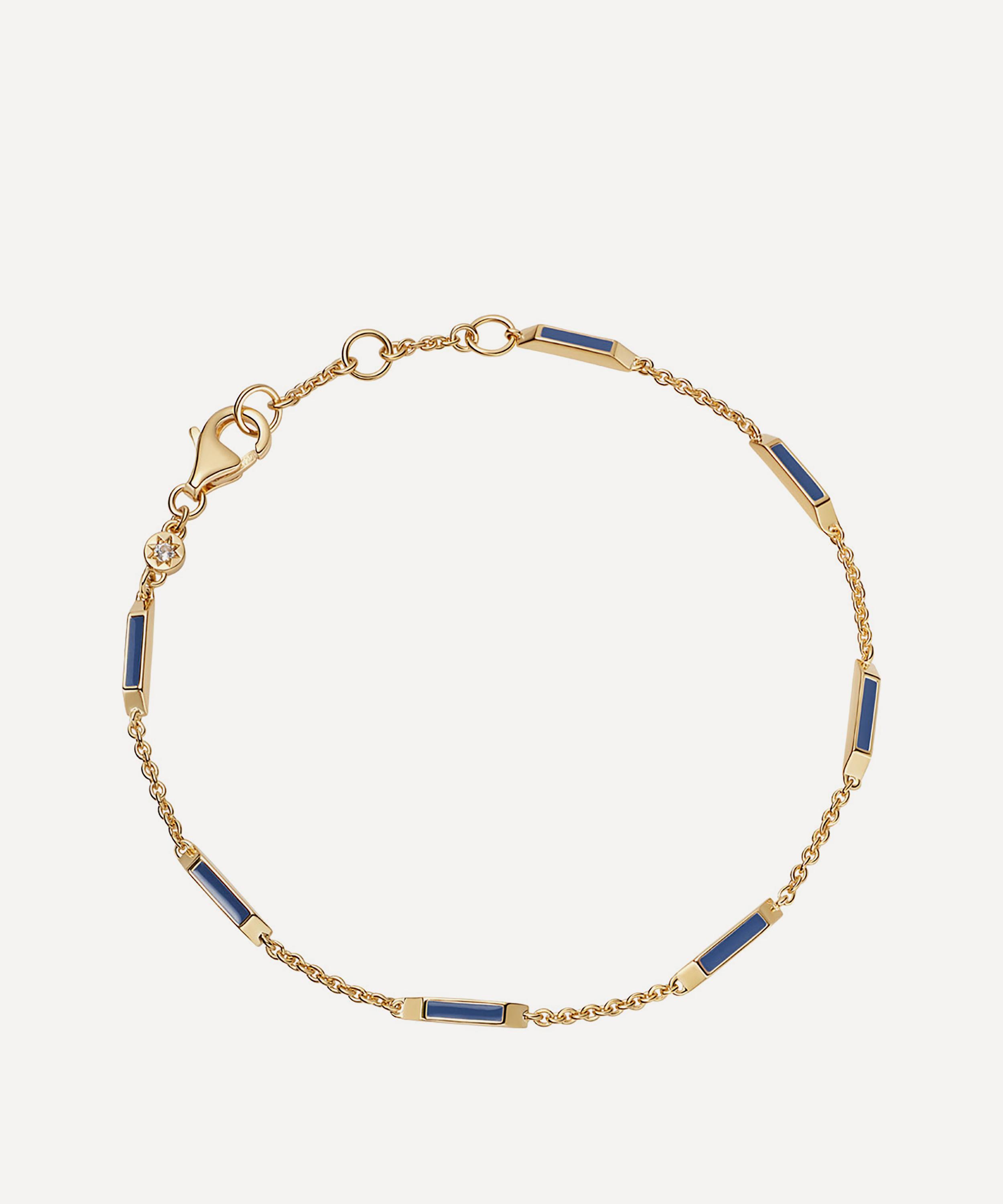 Astley Clarke 18ct Gold Plated Vermeil Silver Aubar Half-full Enamel Bracelet In Blue