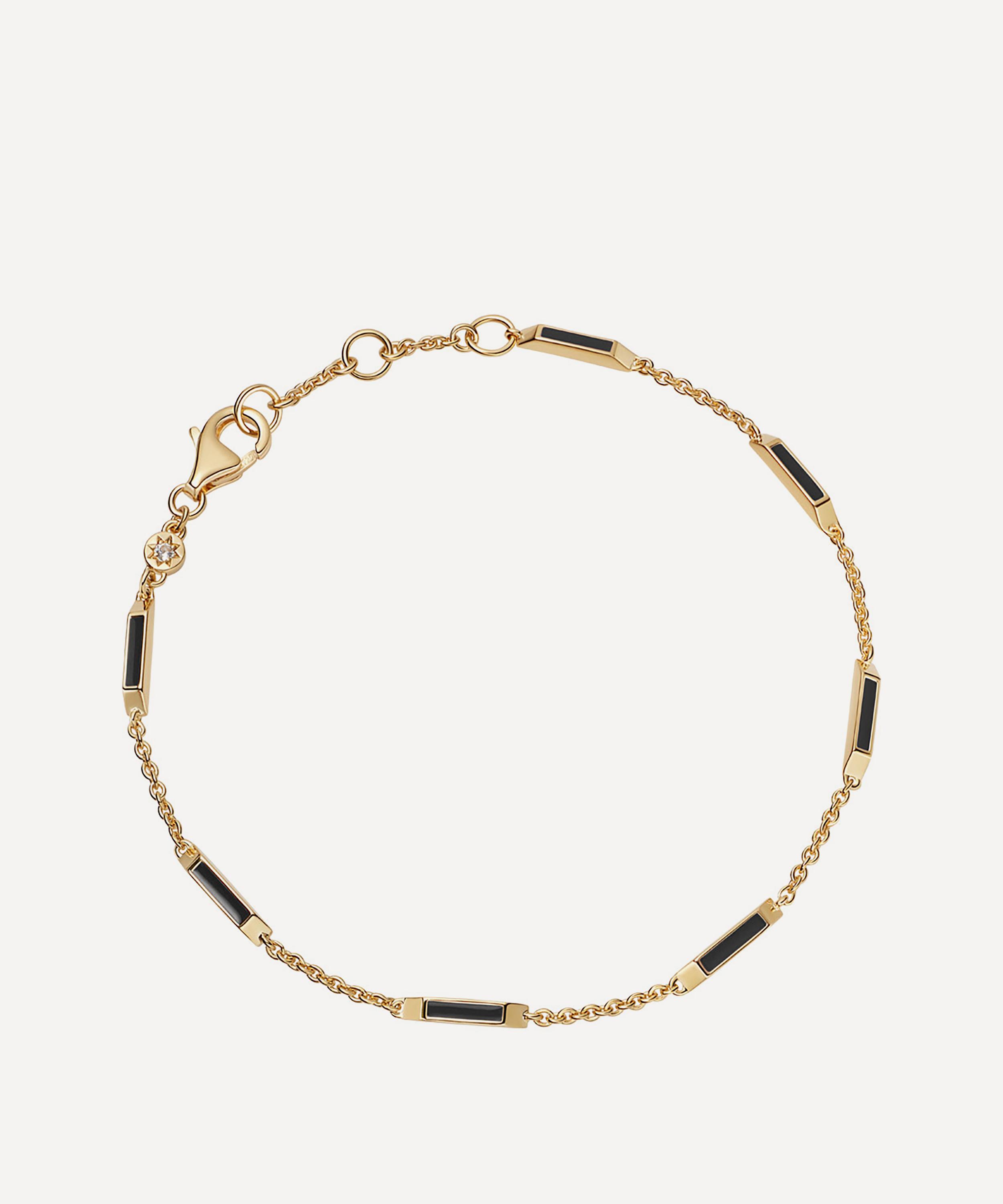 Astley Clarke 18ct Gold Plated Vermeil Silver Aubar Half-full Enamel Bracelet In Black