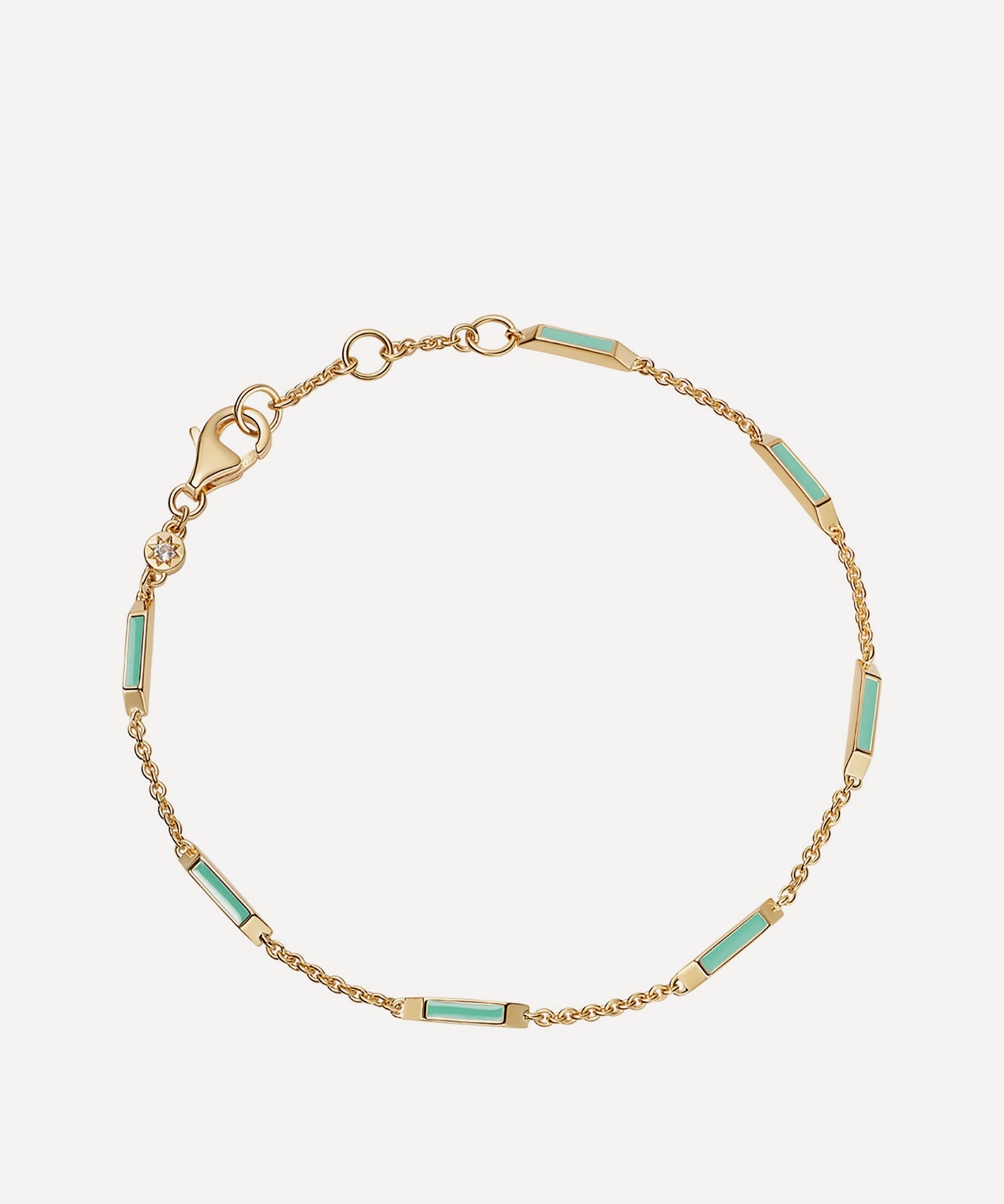Astley Clarke 18ct Gold Plated Vermeil Silver Aubar Half-full Enamel Bracelet In Green