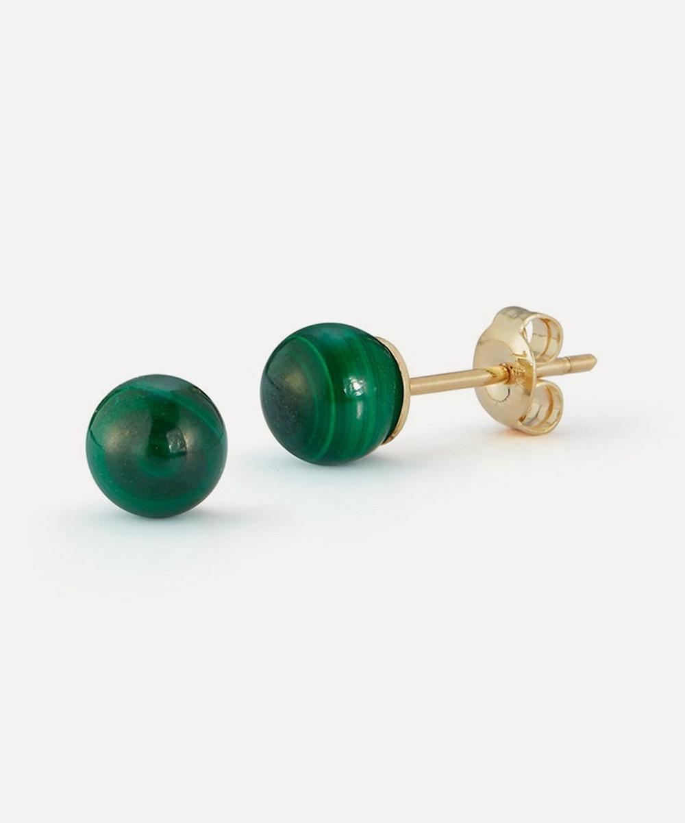 Mateo 14ct Gold 6mm Malachite Stud Earrings In Green