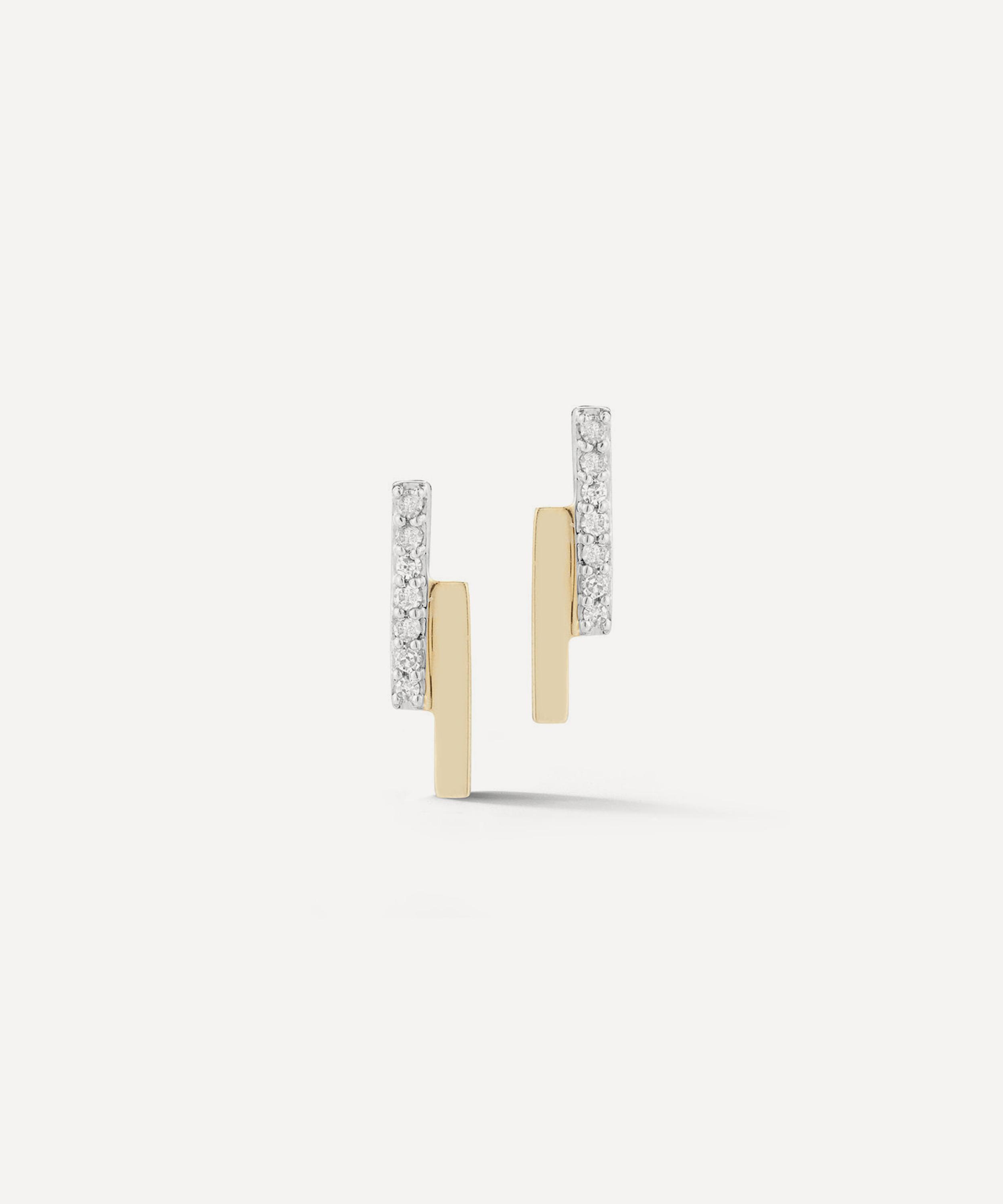 Mateo 14ct Gold Mini Diamond Bar Bypass Stud Earrings