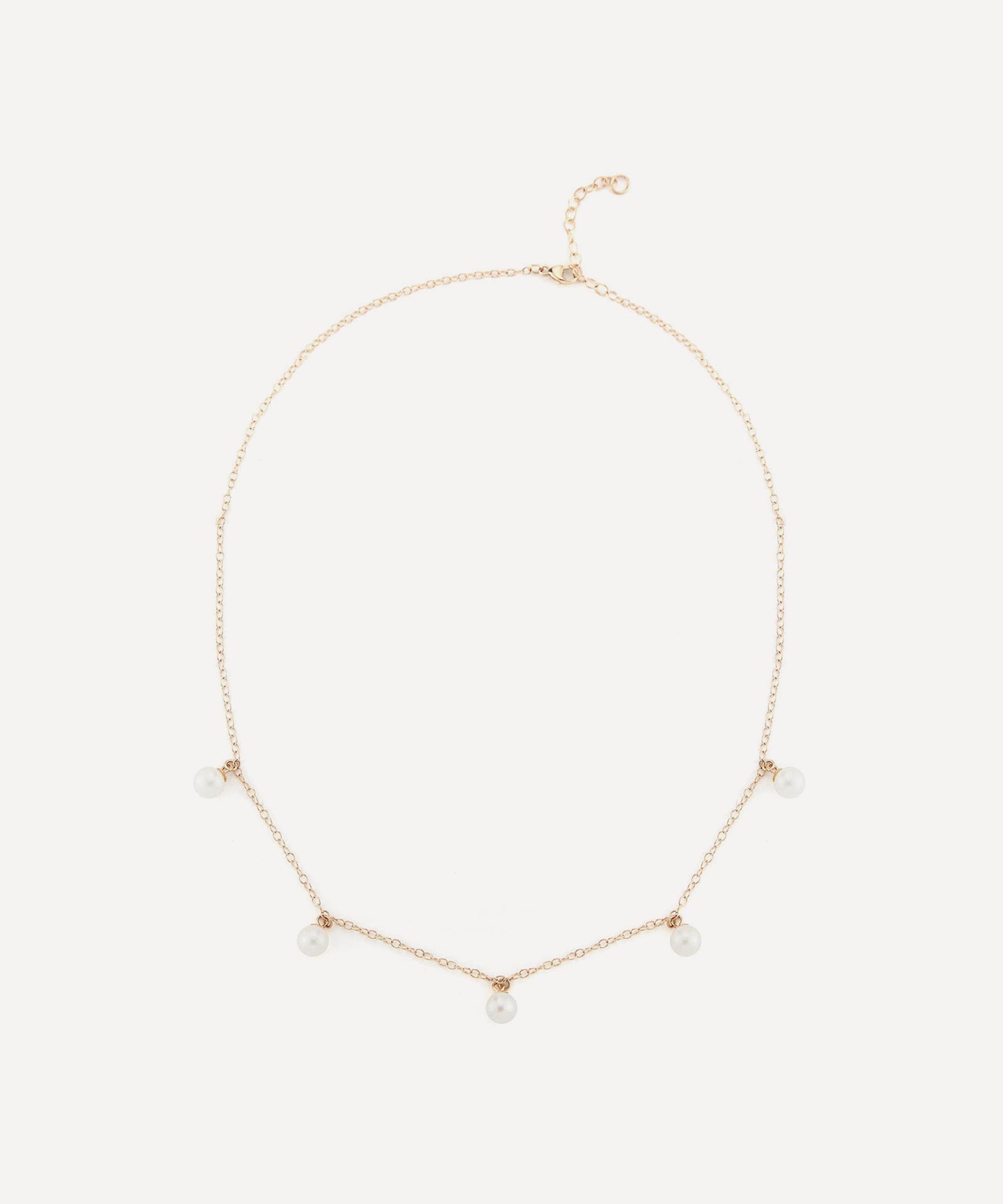 Mateo 14ct Gold Five Point Pearl Chain Necklace In Gold