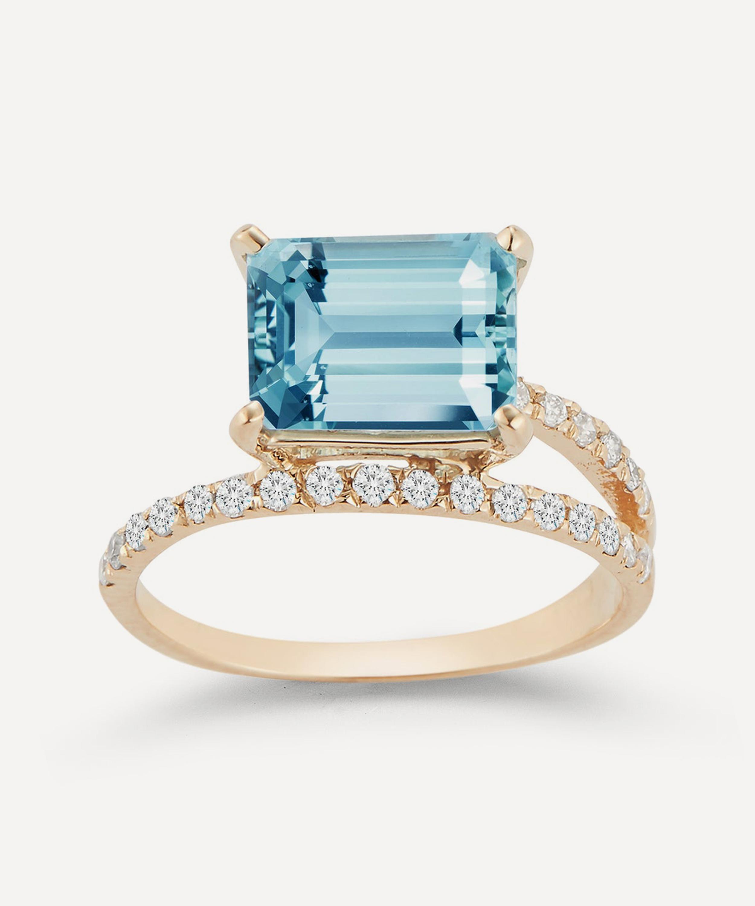 MATEO 14CT GOLD POINT OF FOCUS BLUE TOPAZ BAND RING