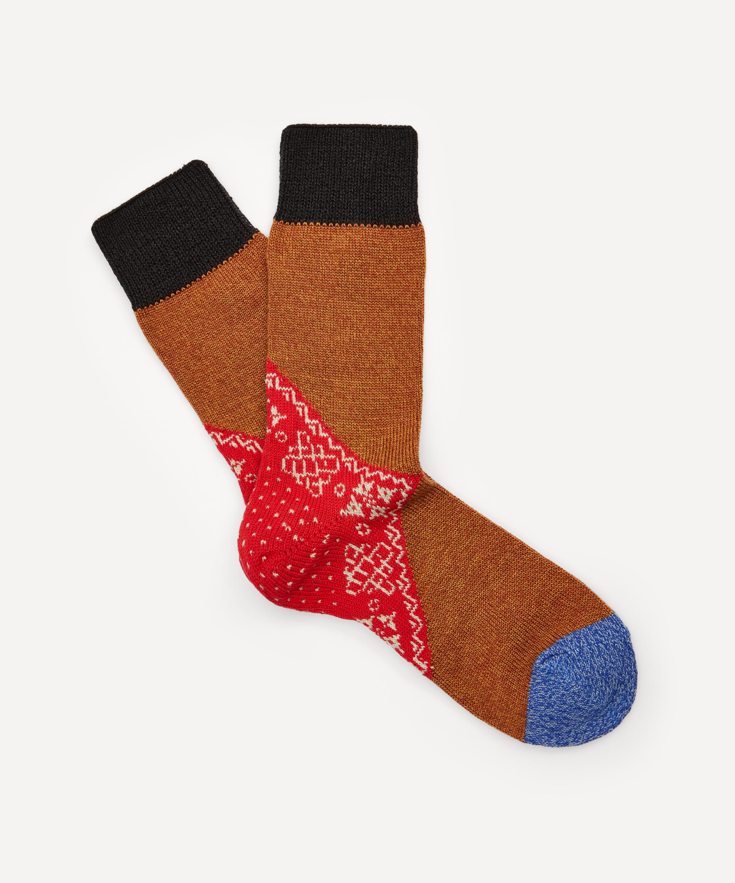 Kapital Mens 96 Yarns Bandana Socks In Red