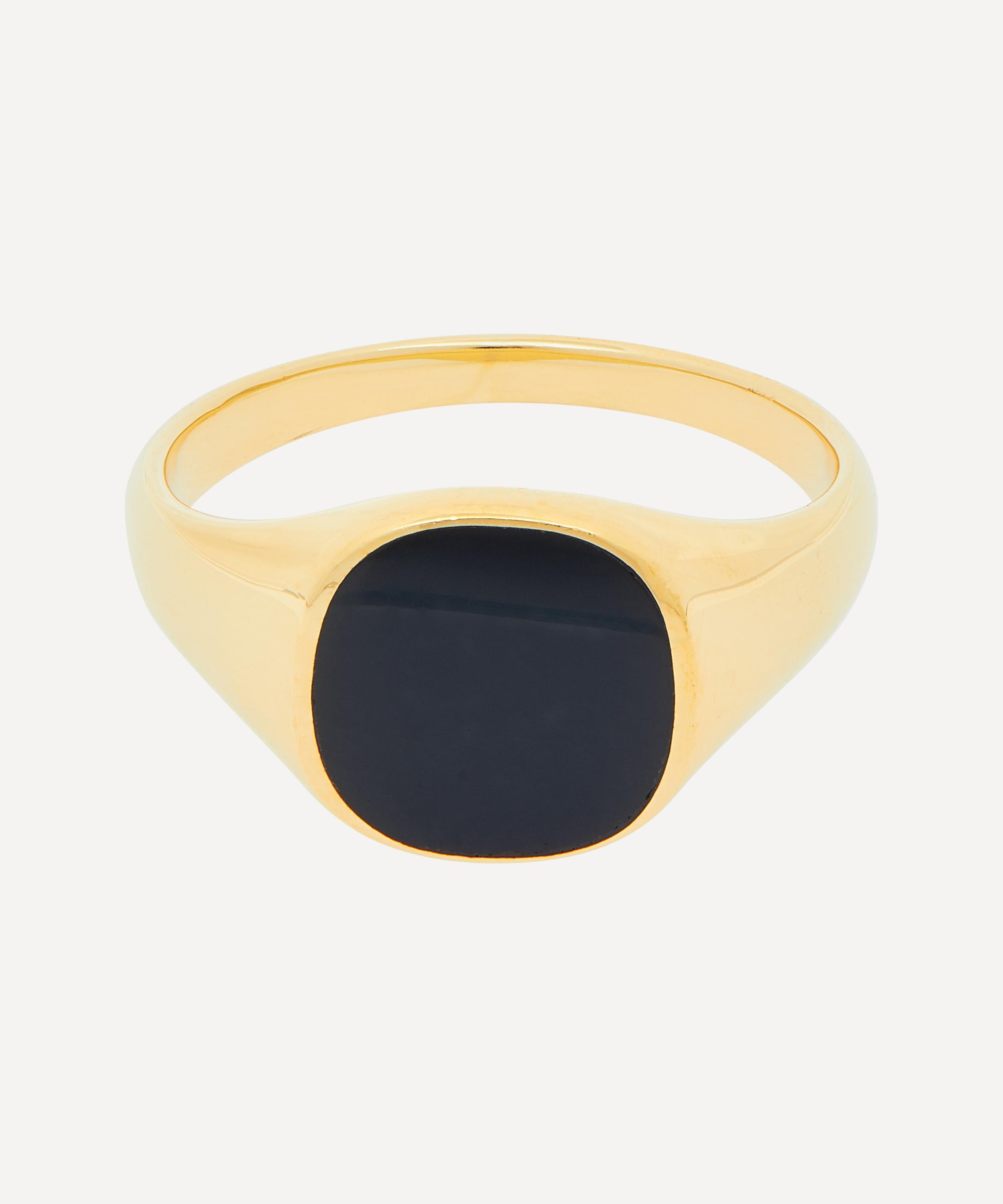 Miansai 14ct Gold Plated Vermeil Silver Olympus Signet Ring In Black