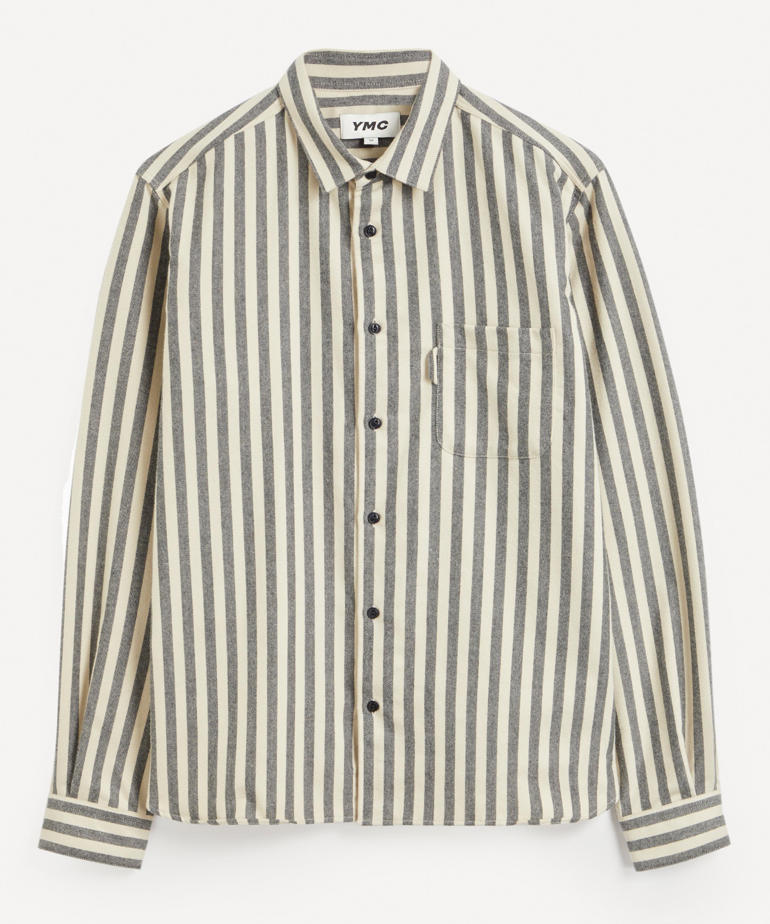Ymc You Must Create Curtis Striped Cotton Shirt In Cream Stripe