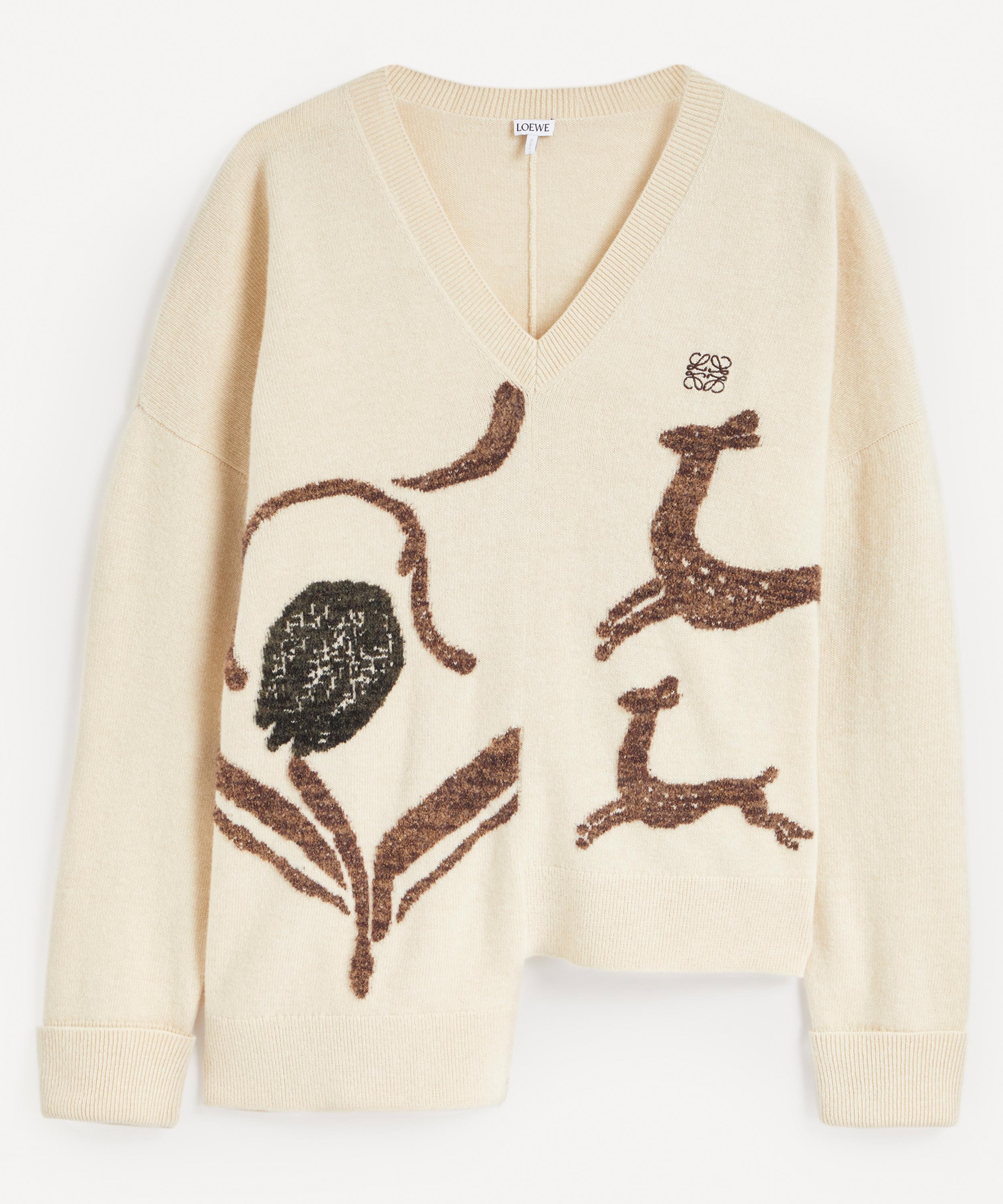 Loewe Asymmetric Printed Sweater In Beige
