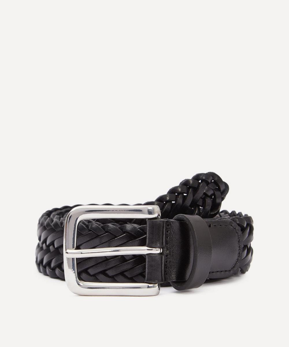 ANDERSON'S MENS NARROW WOVEN LEATHER BELT