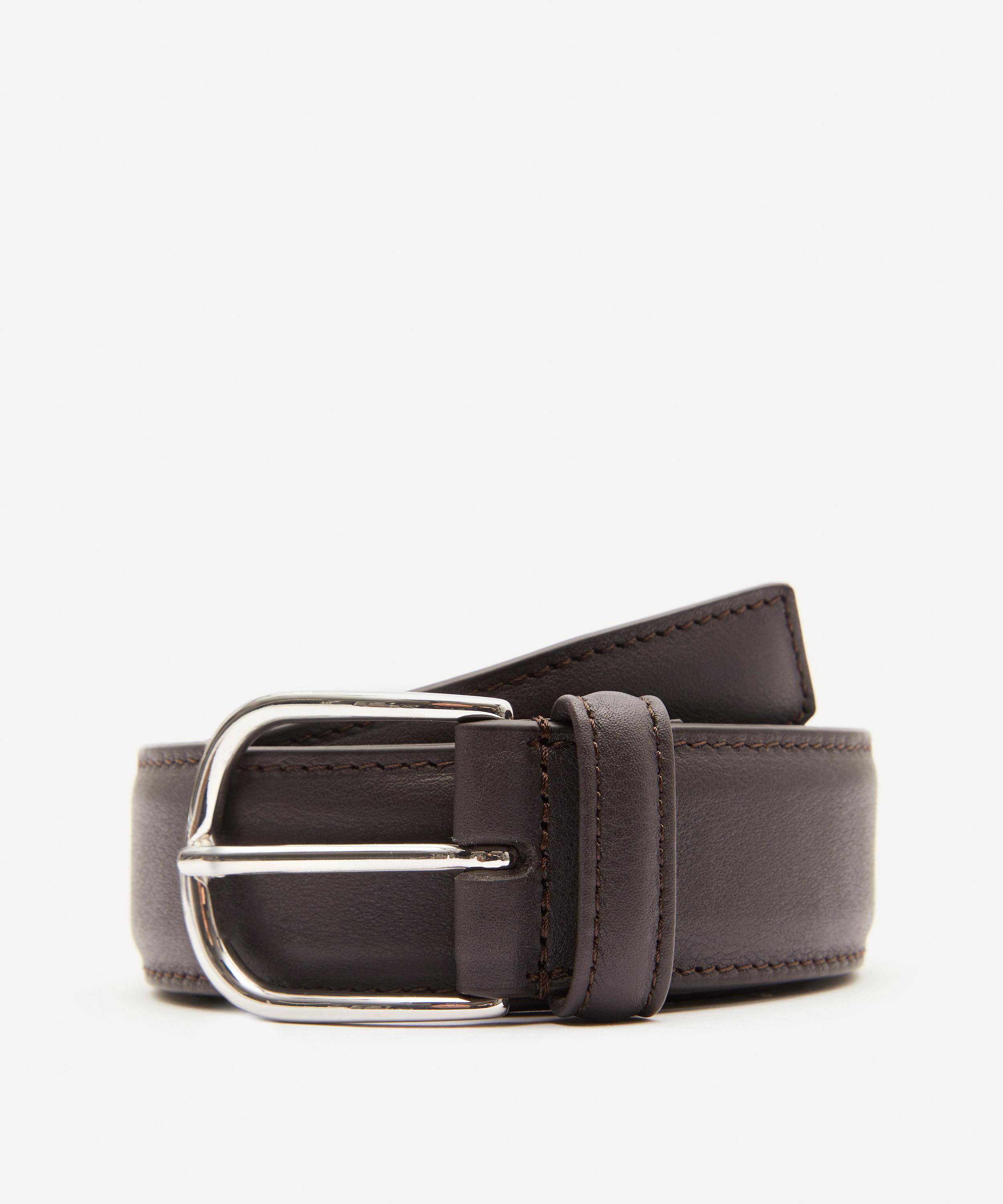 Anderson's Mens Stitch-Trimmed Nappa Leather Belt Dark Brown 42