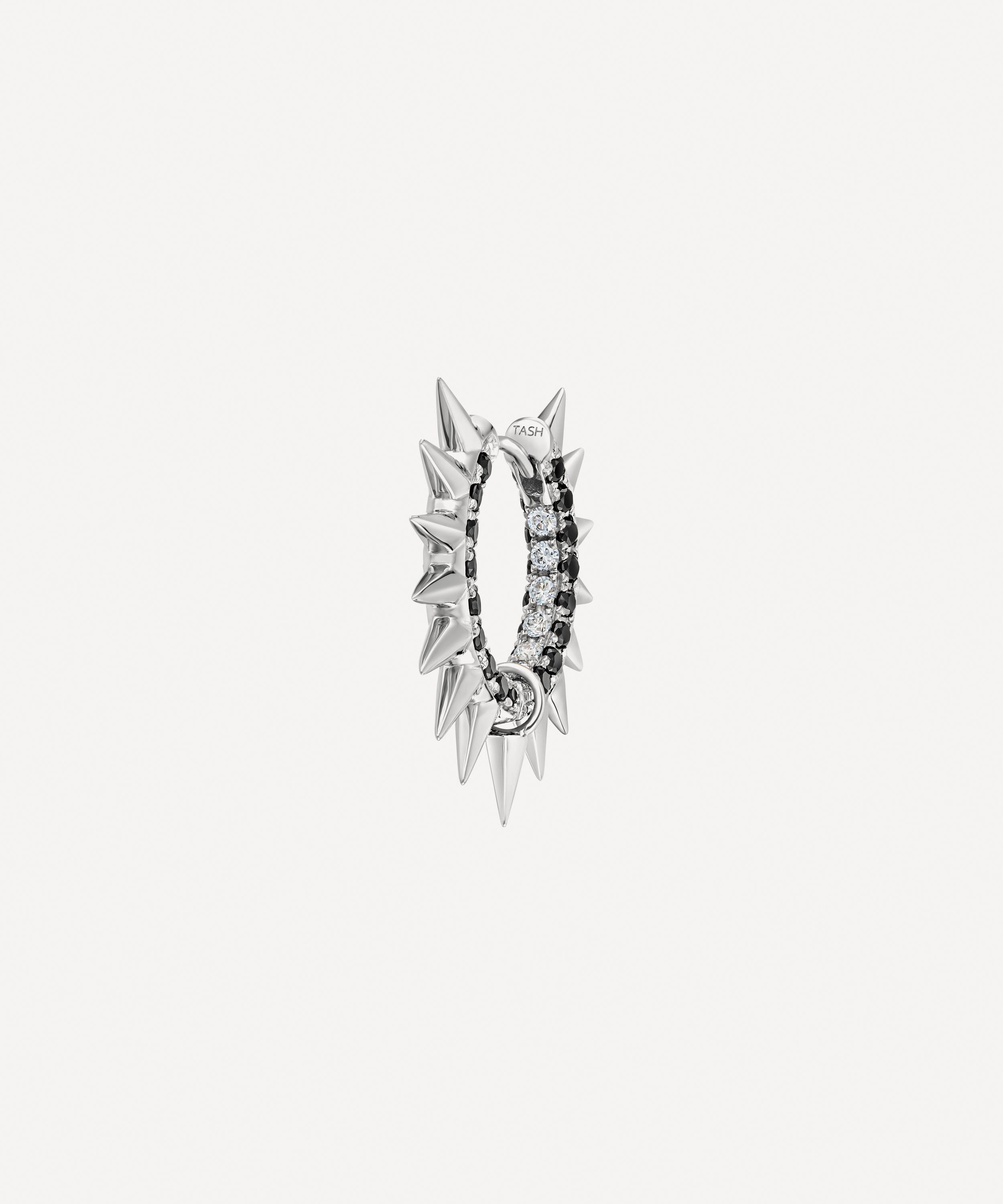 Maria Tash 18ct White Gold Mohawk And Diamond 9.5mm Hoop Earring