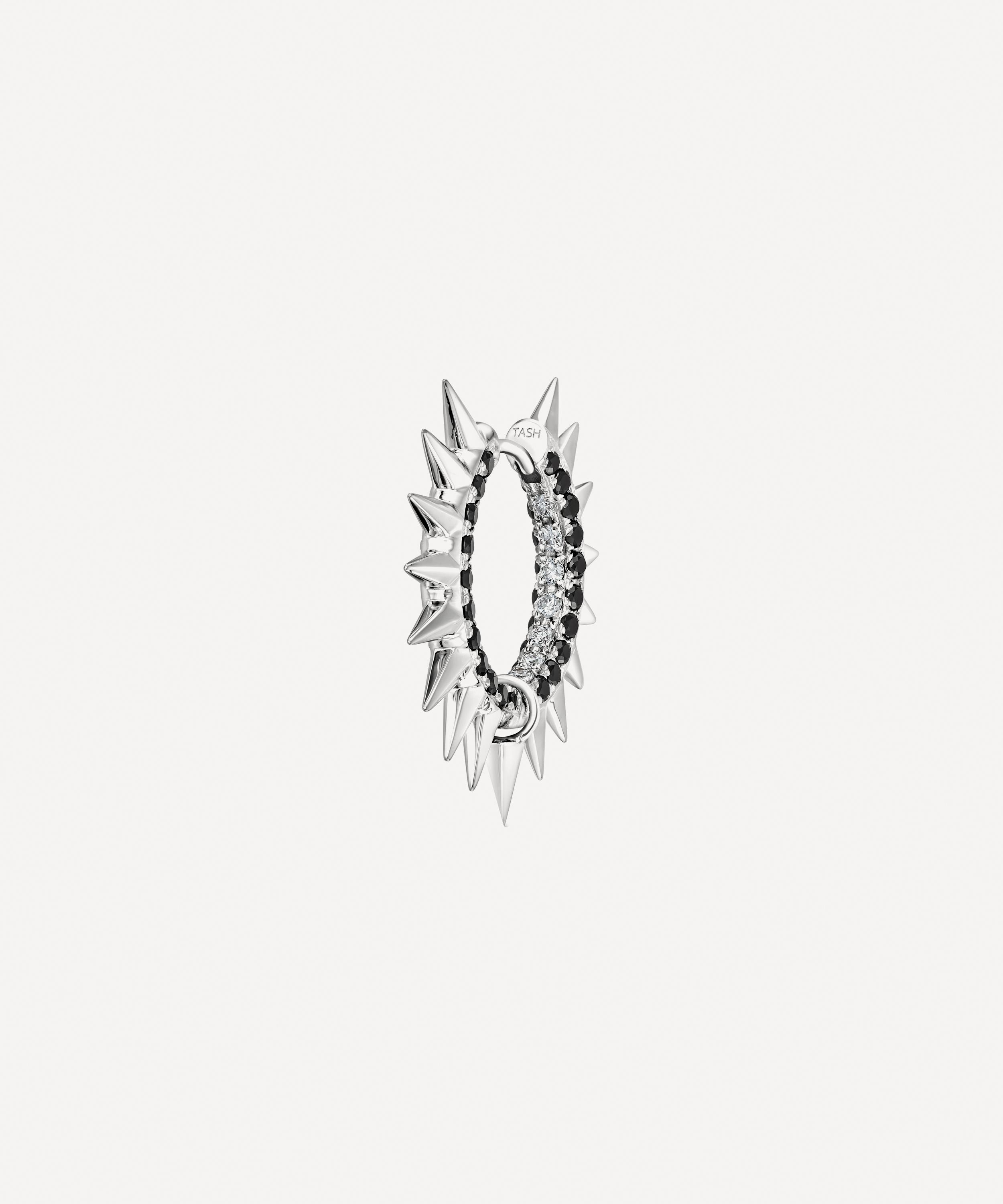 Maria Tash 18ct White Gold Mohawk And Diamond 11mm Hoop Earring