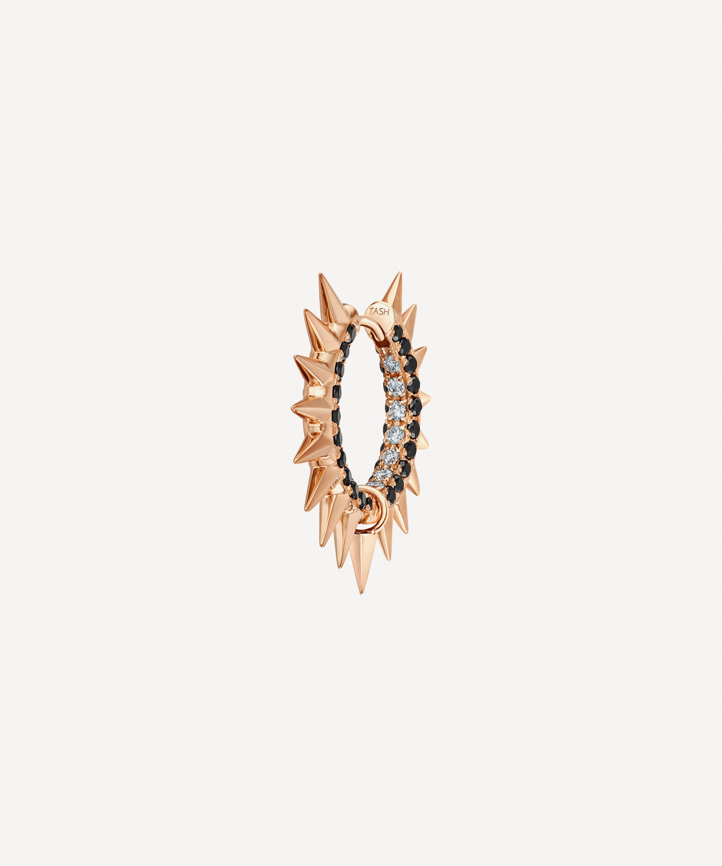 Maria Tash 18ct Rose Gold Mohawk And Diamond 11mm Hoop Earring